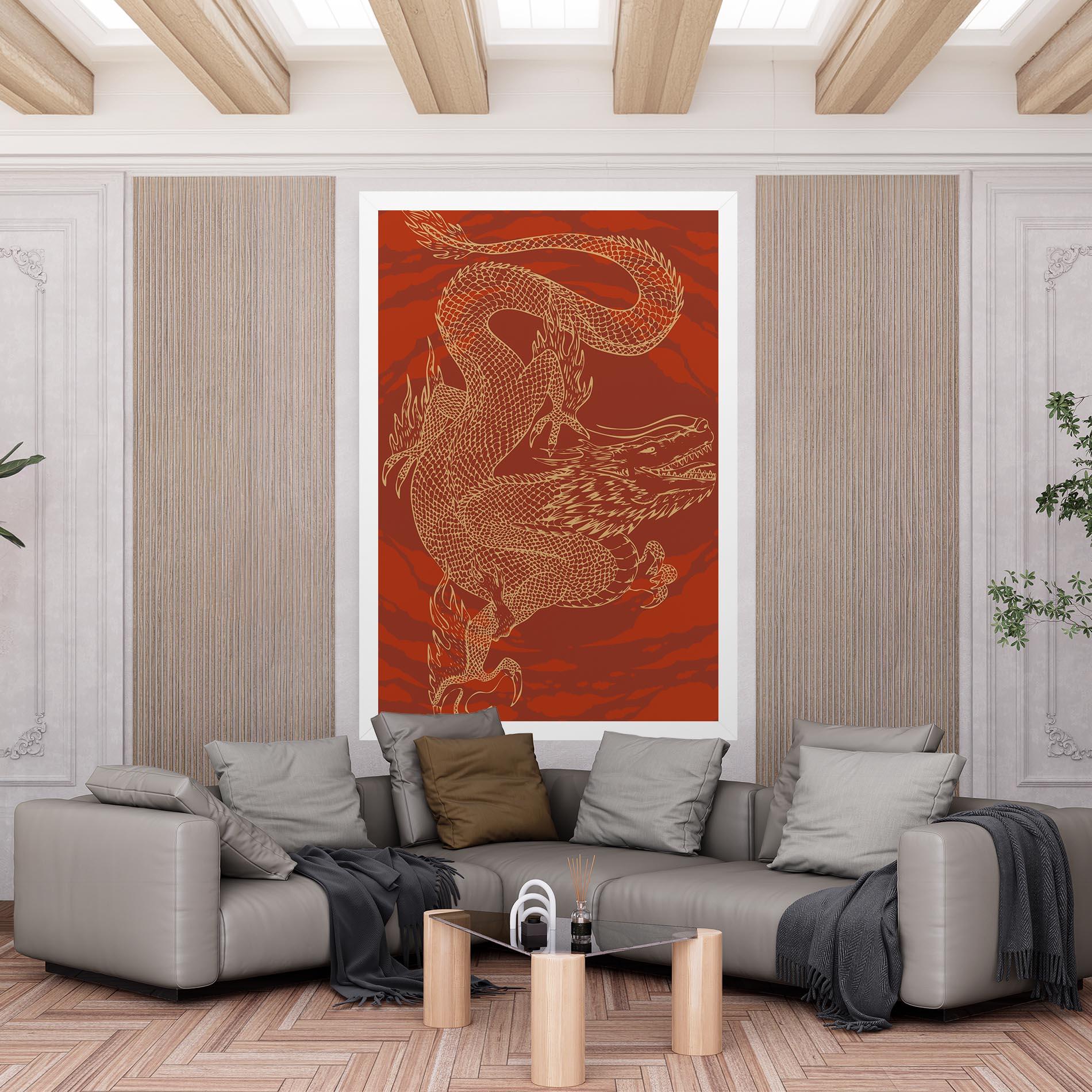 Tablou Canvas Chinese Dragon Red mockup 6
