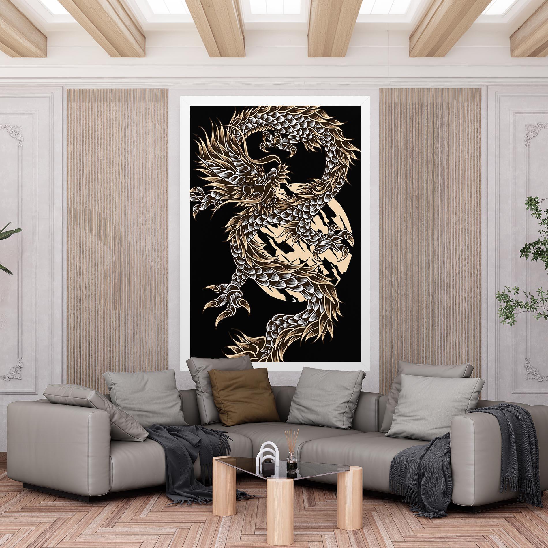 Tablou Canvas Cream Moon Dragon mockup 6