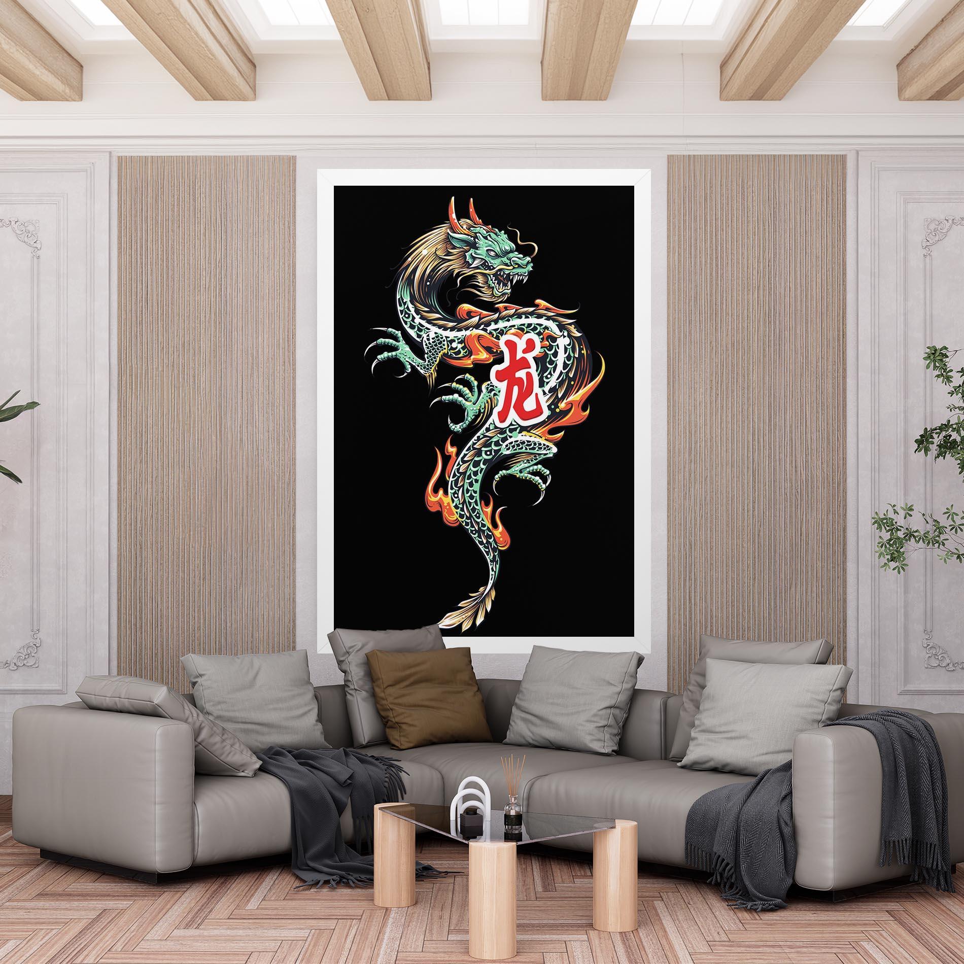 Tablou Canvas Green Fire Dragon mockup 6