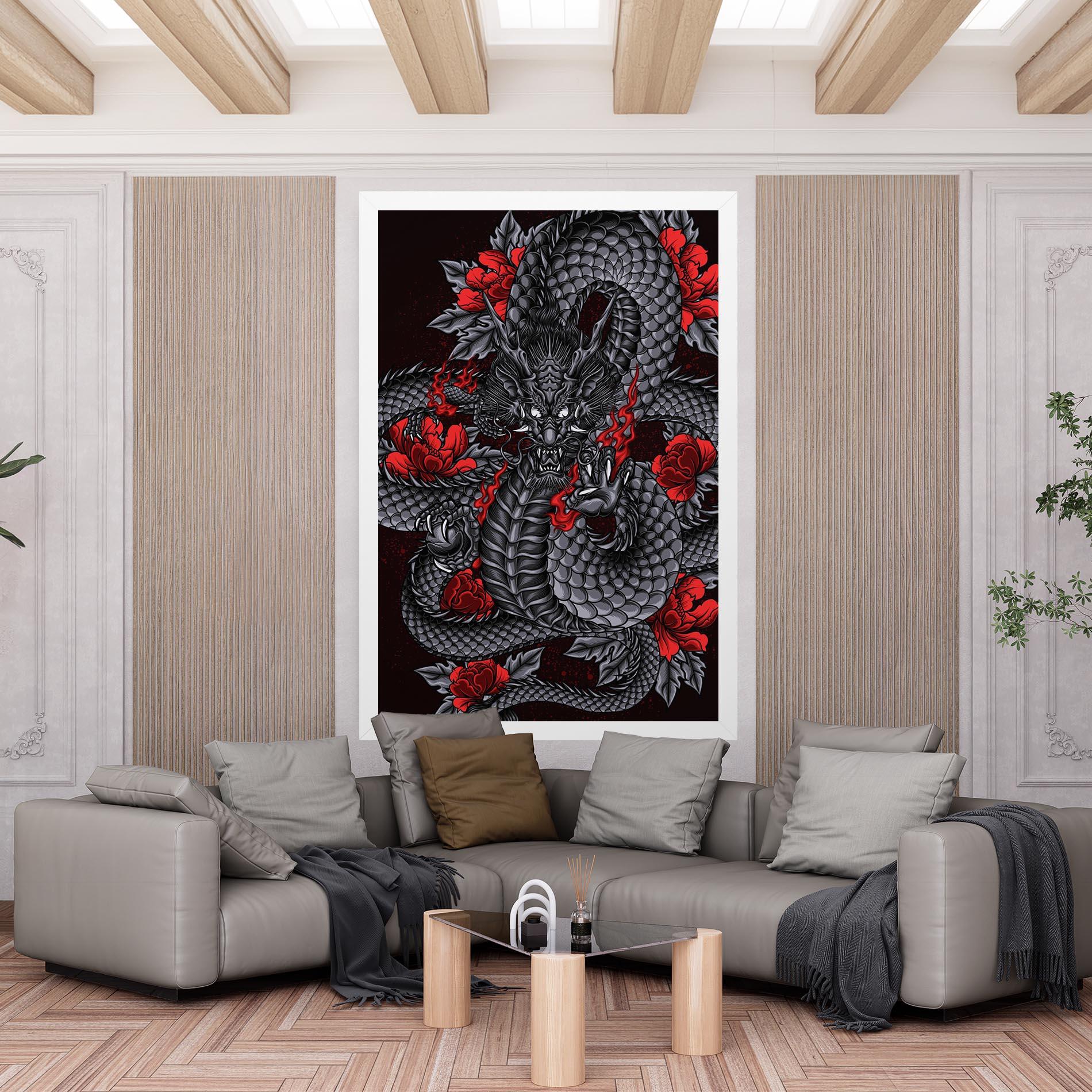 Tablou Canvas Red Flower Dragon mockup 6