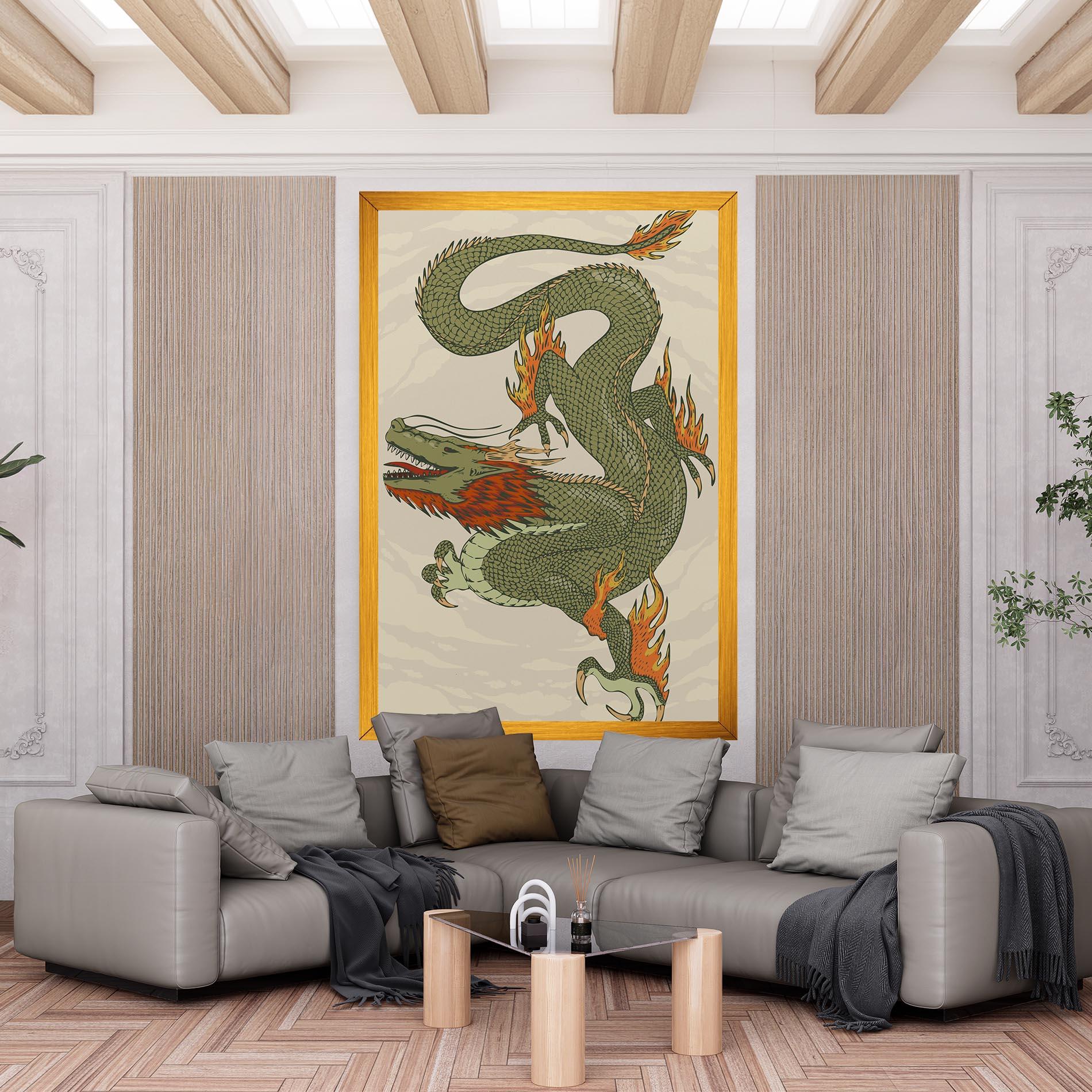 Tablou Canvas Chinese Dragon Green mockup 6