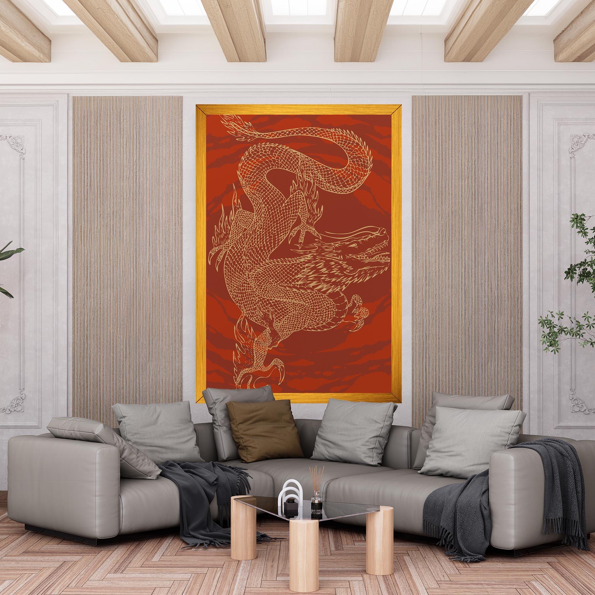 Tablou Canvas Chinese Dragon Red mockup 6