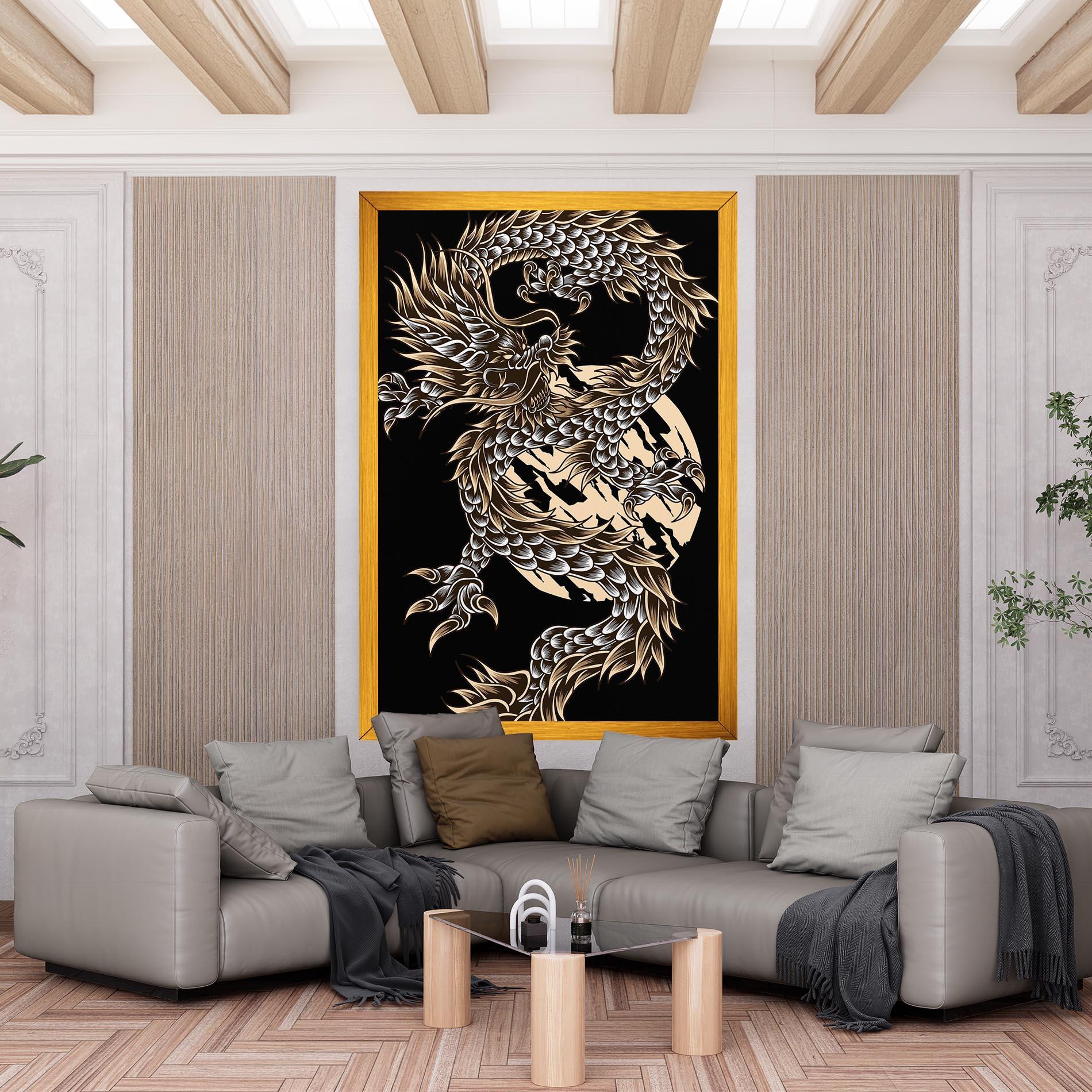 Tablou Canvas Cream Moon Dragon mockup 6