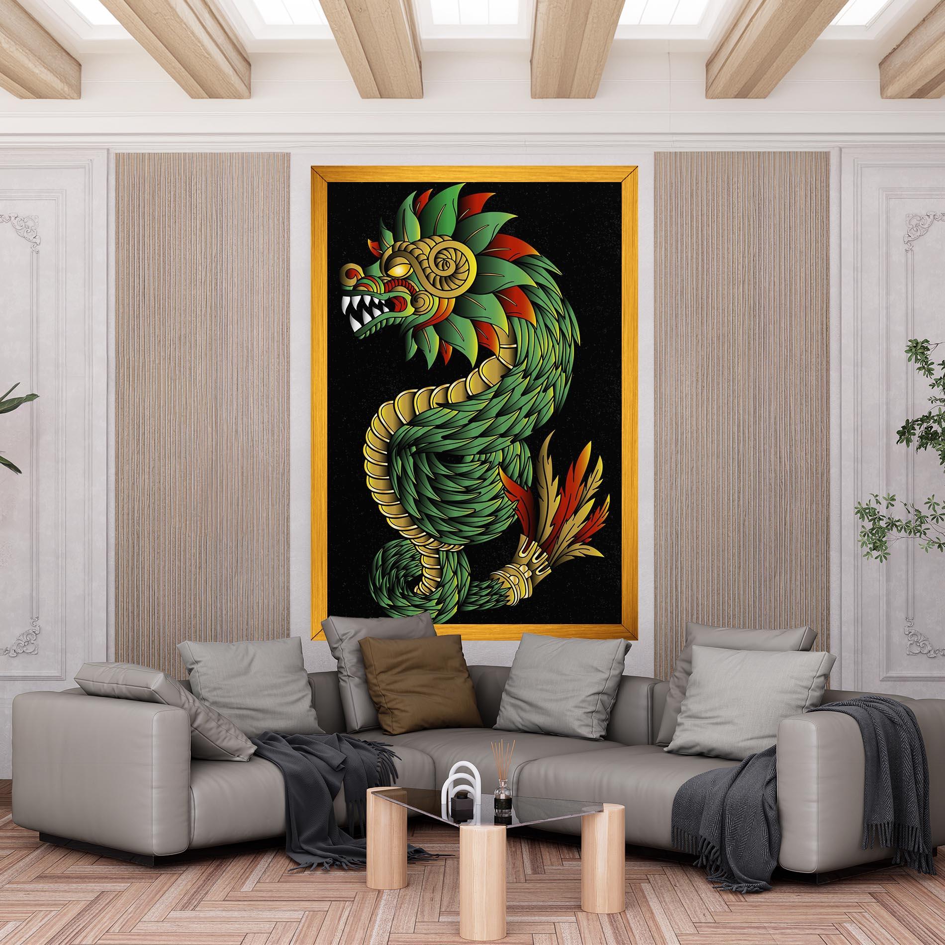 Tablou Canvas Green Yellow Dragon mockup 6
