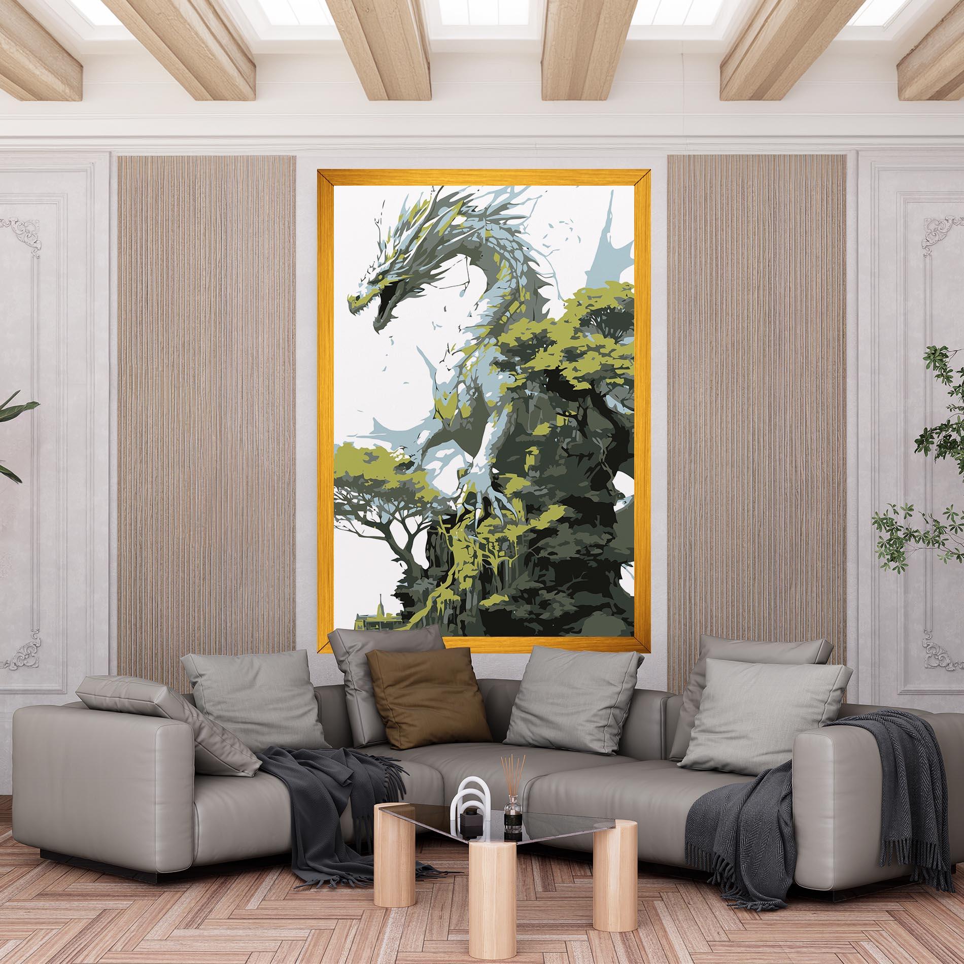 Tablou Canvas Grey Nature Dragon mockup 6