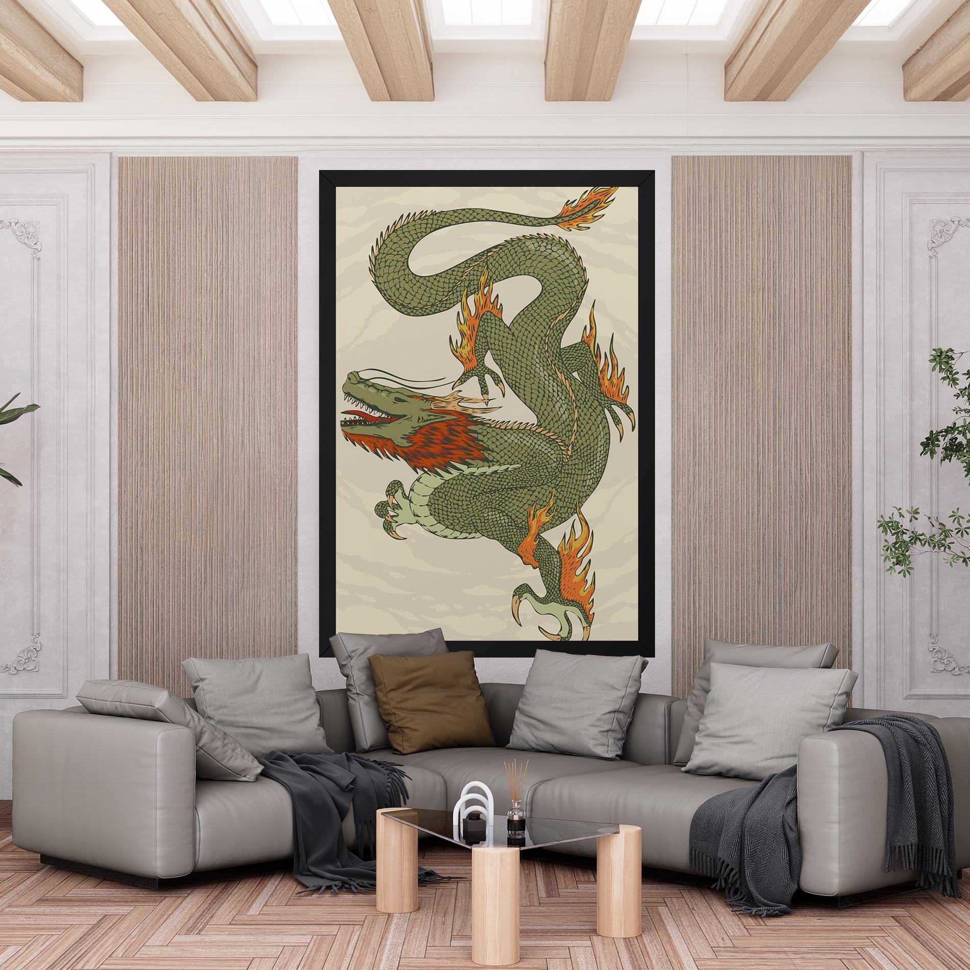 Tablou Canvas Chinese Dragon Green mockup 6