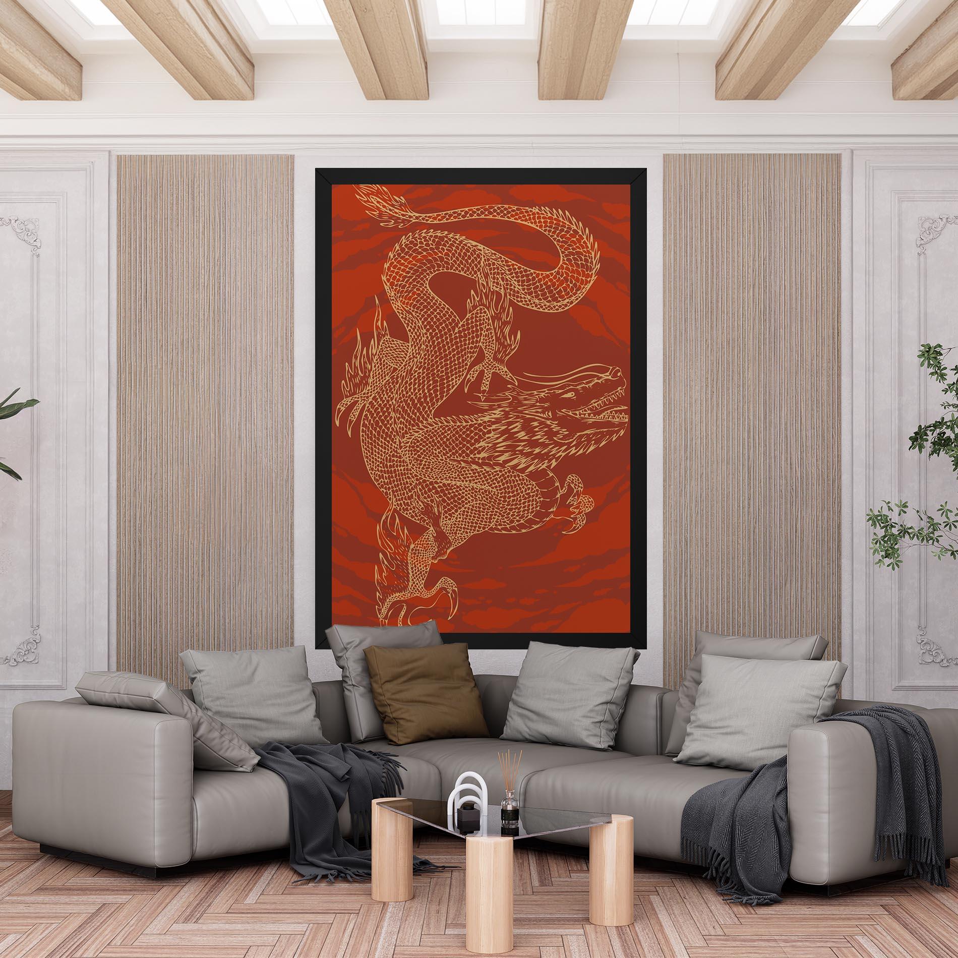 Tablou Canvas Chinese Dragon Red mockup 6
