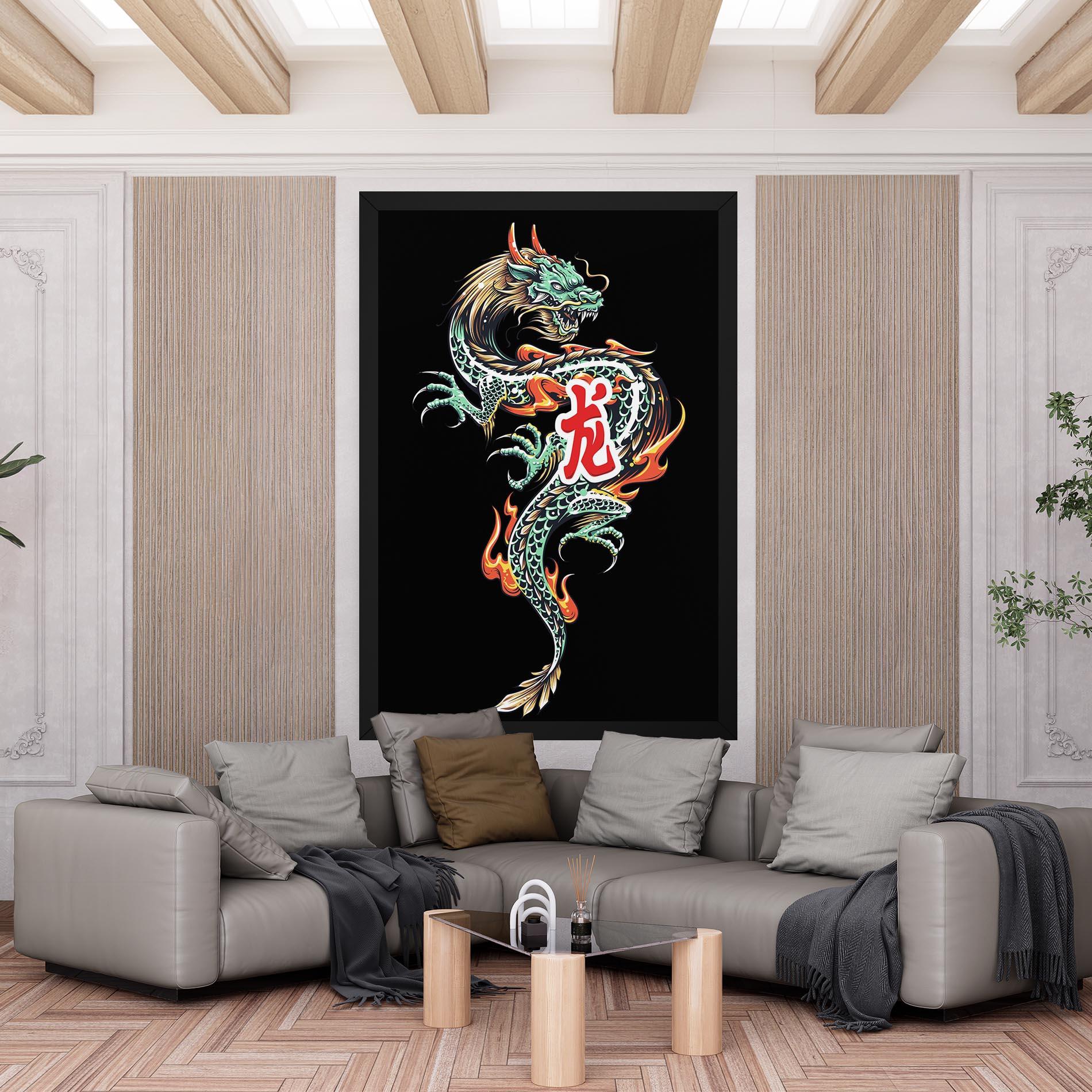 Tablou Canvas Green Fire Dragon mockup 6