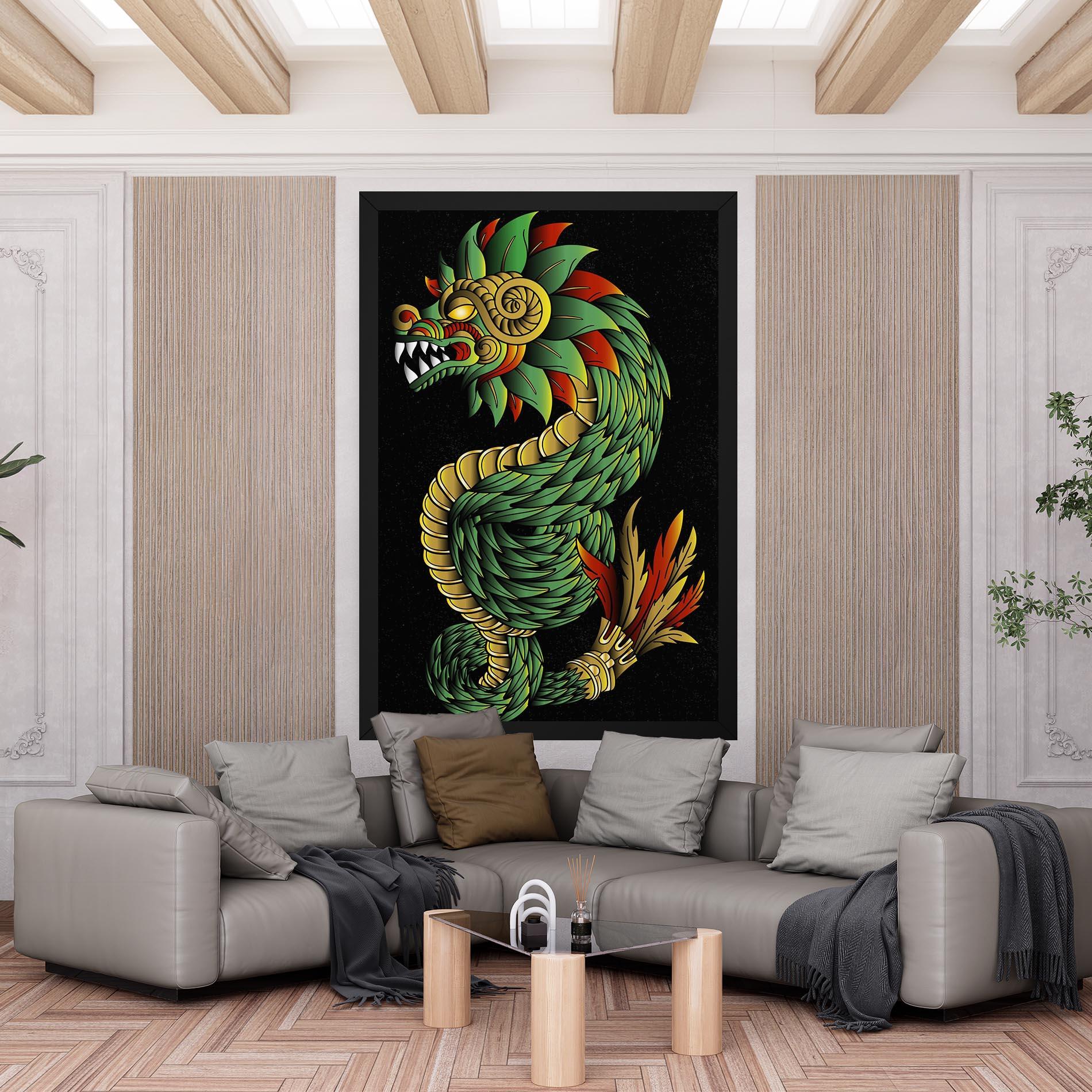 Tablou Canvas Green Yellow Dragon mockup 6