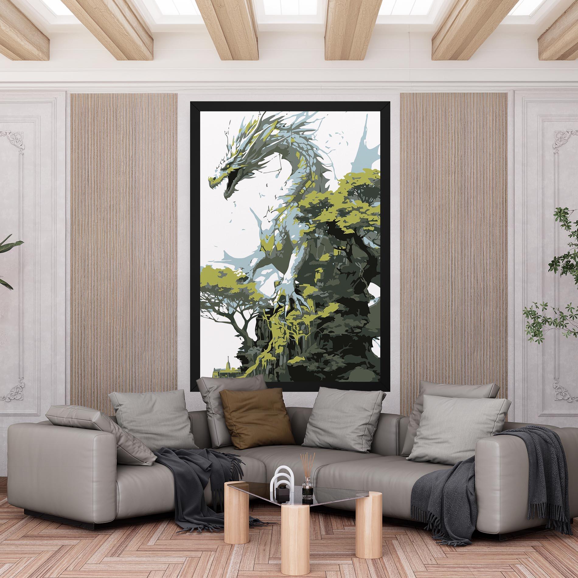 Tablou Canvas Grey Nature Dragon mockup 6