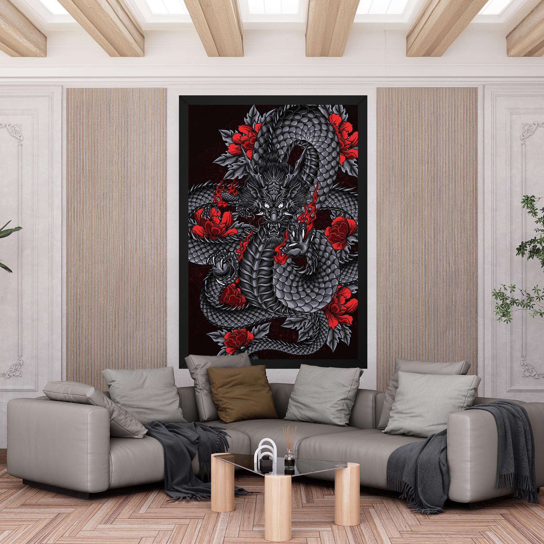 Tablou Canvas Red Flower Dragon mockup 6
