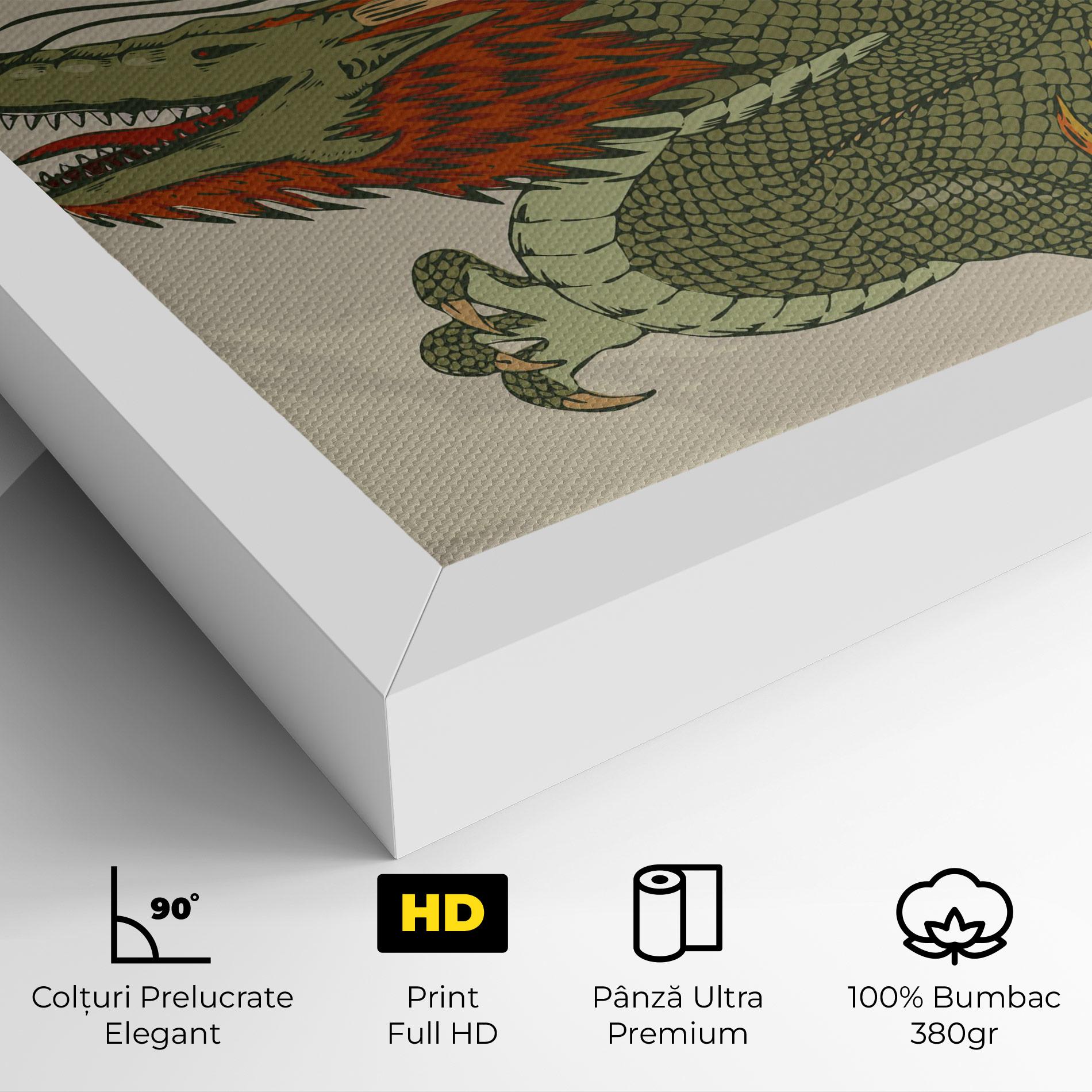 Tablou Canvas Chinese Dragon Green mockup 4
