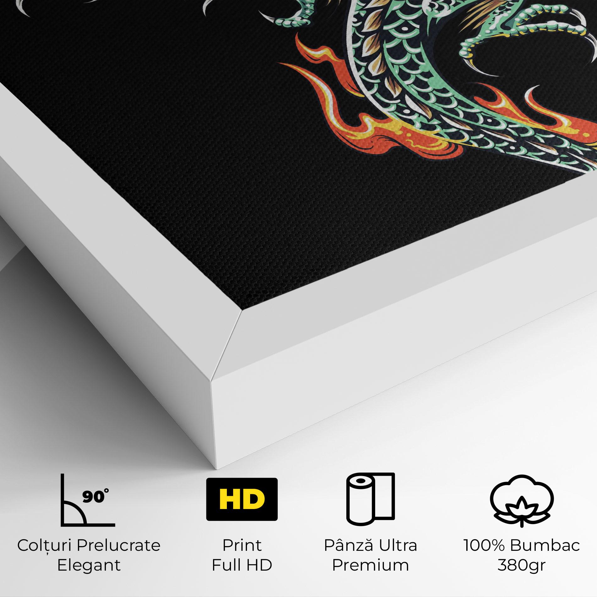 Tablou Canvas Green Fire Dragon mockup 4