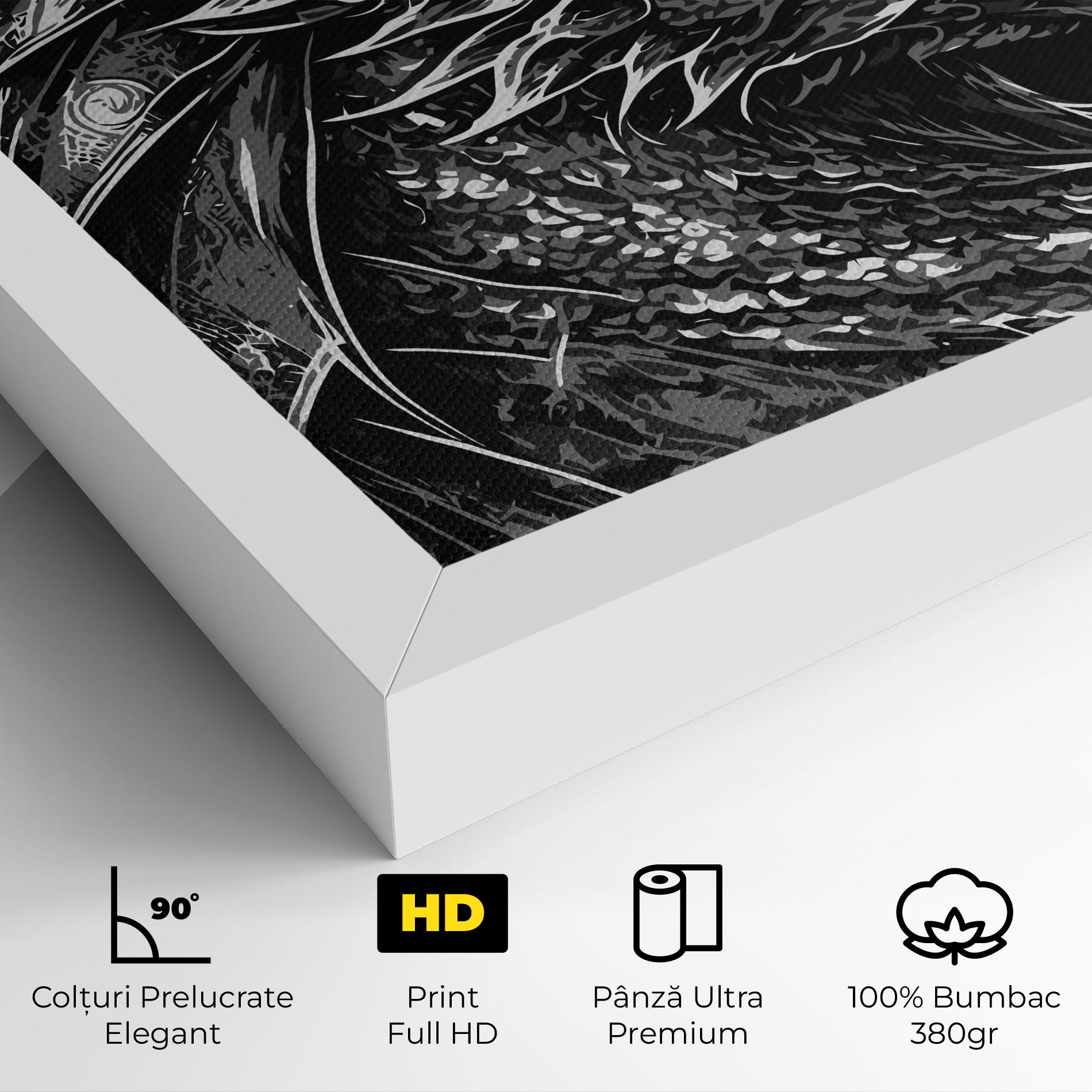 Tablou Canvas Grey White Dragon mockup 4