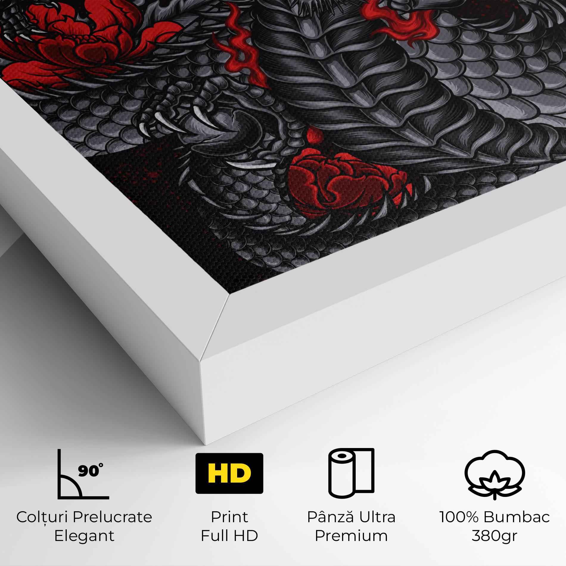 Tablou Canvas Red Flower Dragon mockup 4