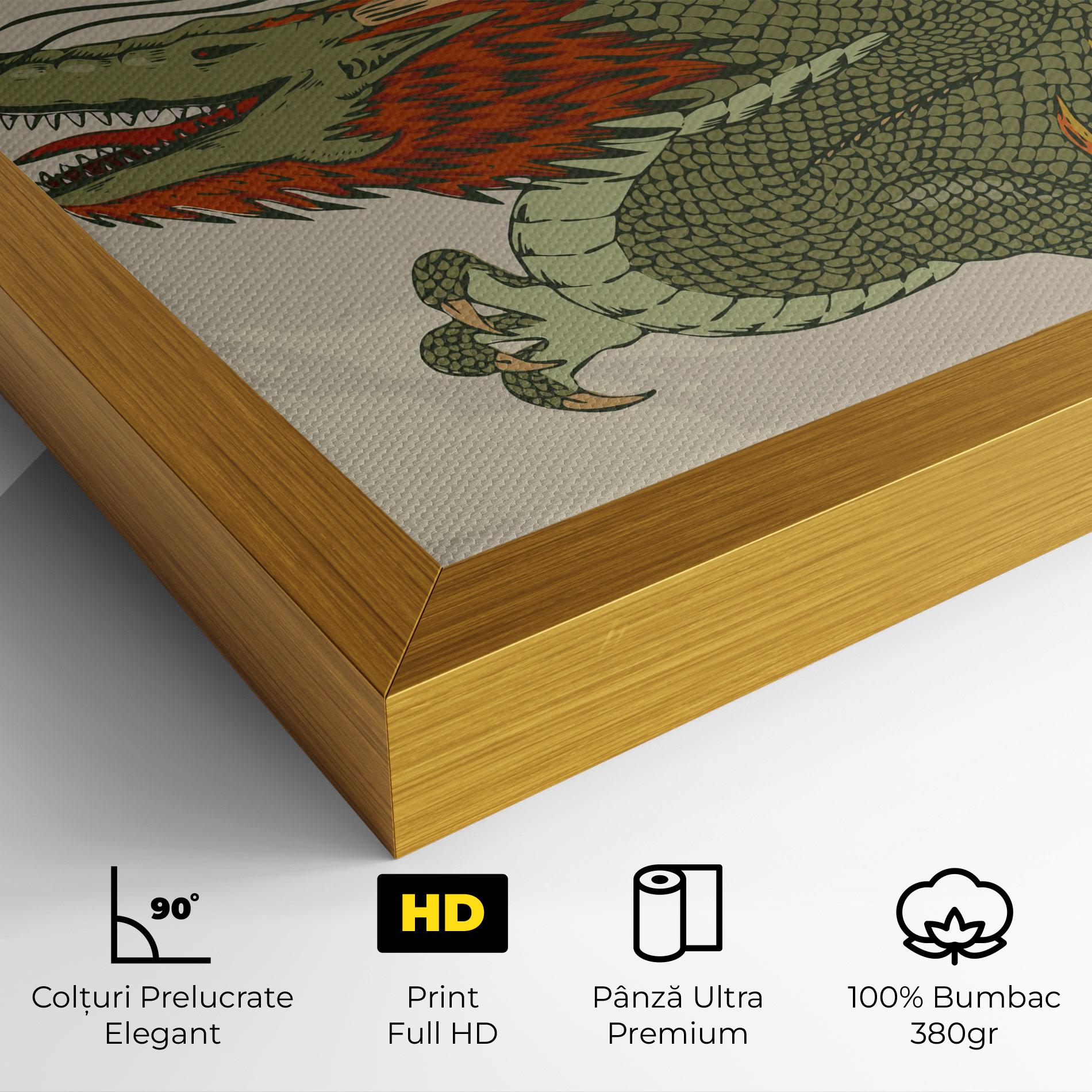 Tablou Canvas Chinese Dragon Green mockup 4