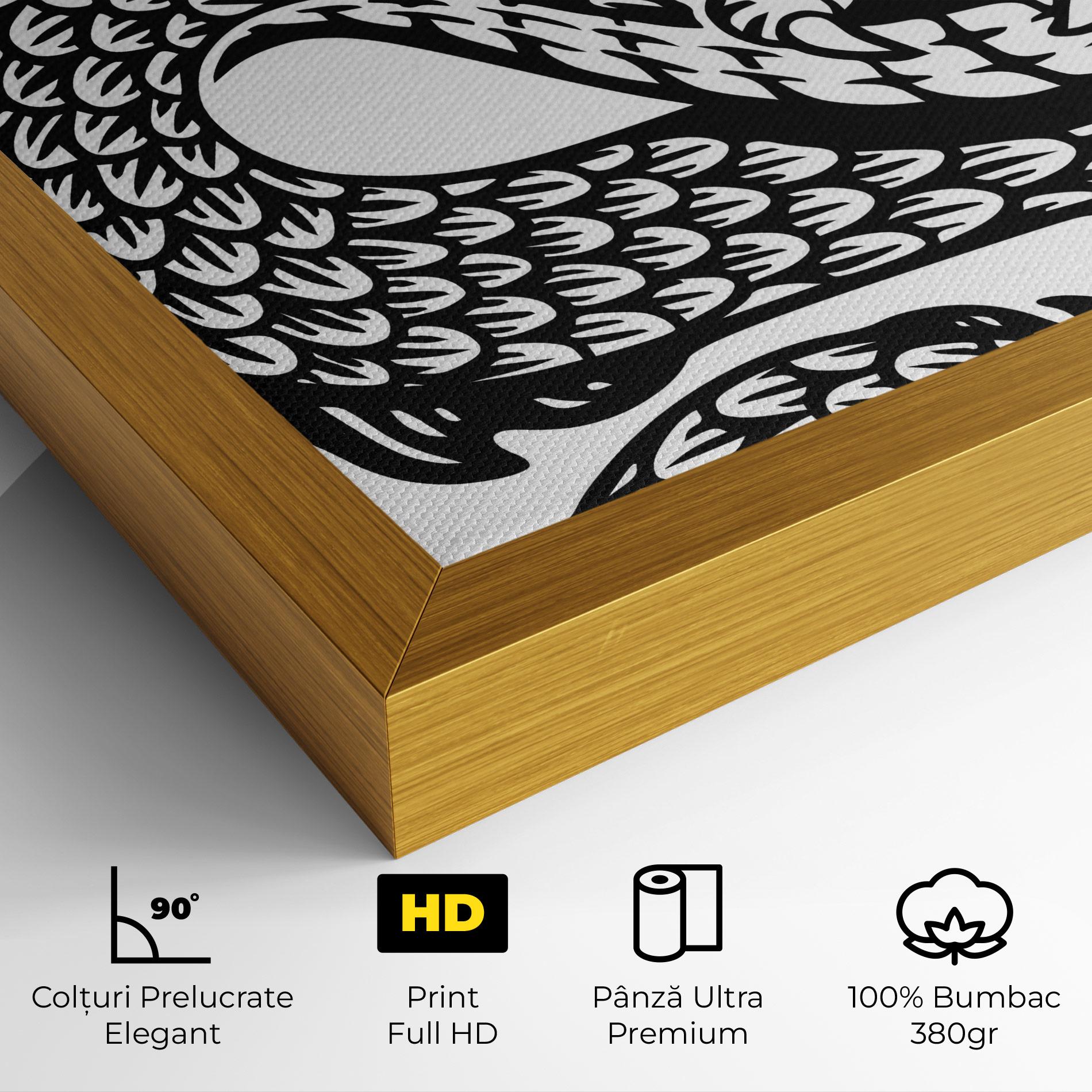 Tablou Canvas Dragon Black Line mockup 4