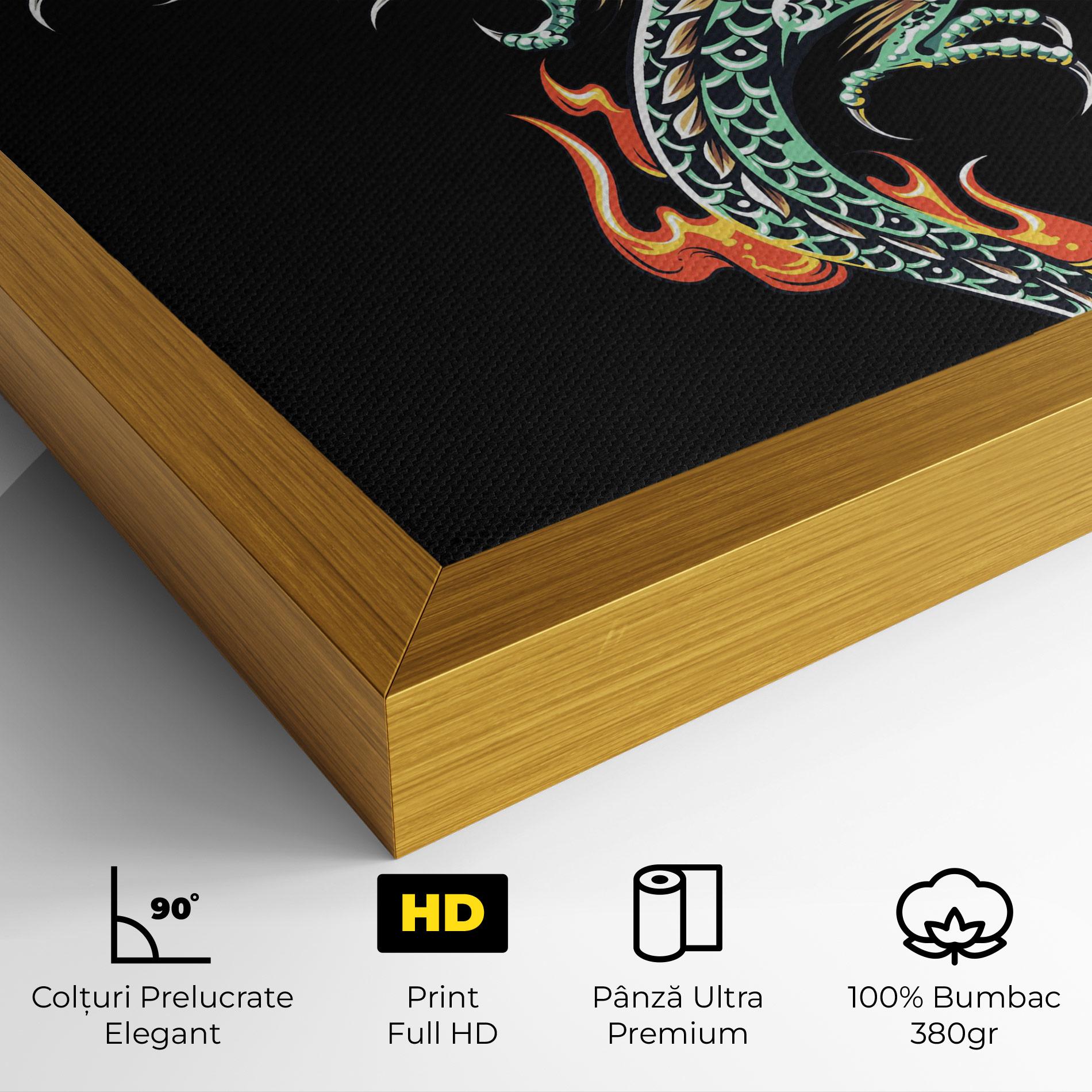 Tablou Canvas Green Fire Dragon mockup 4