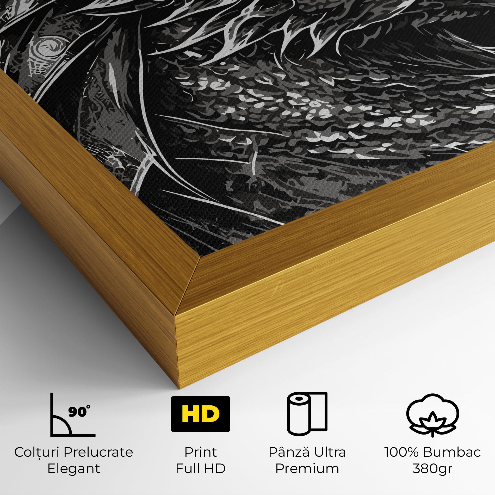 Tablou Canvas Grey White Dragon mockup 4