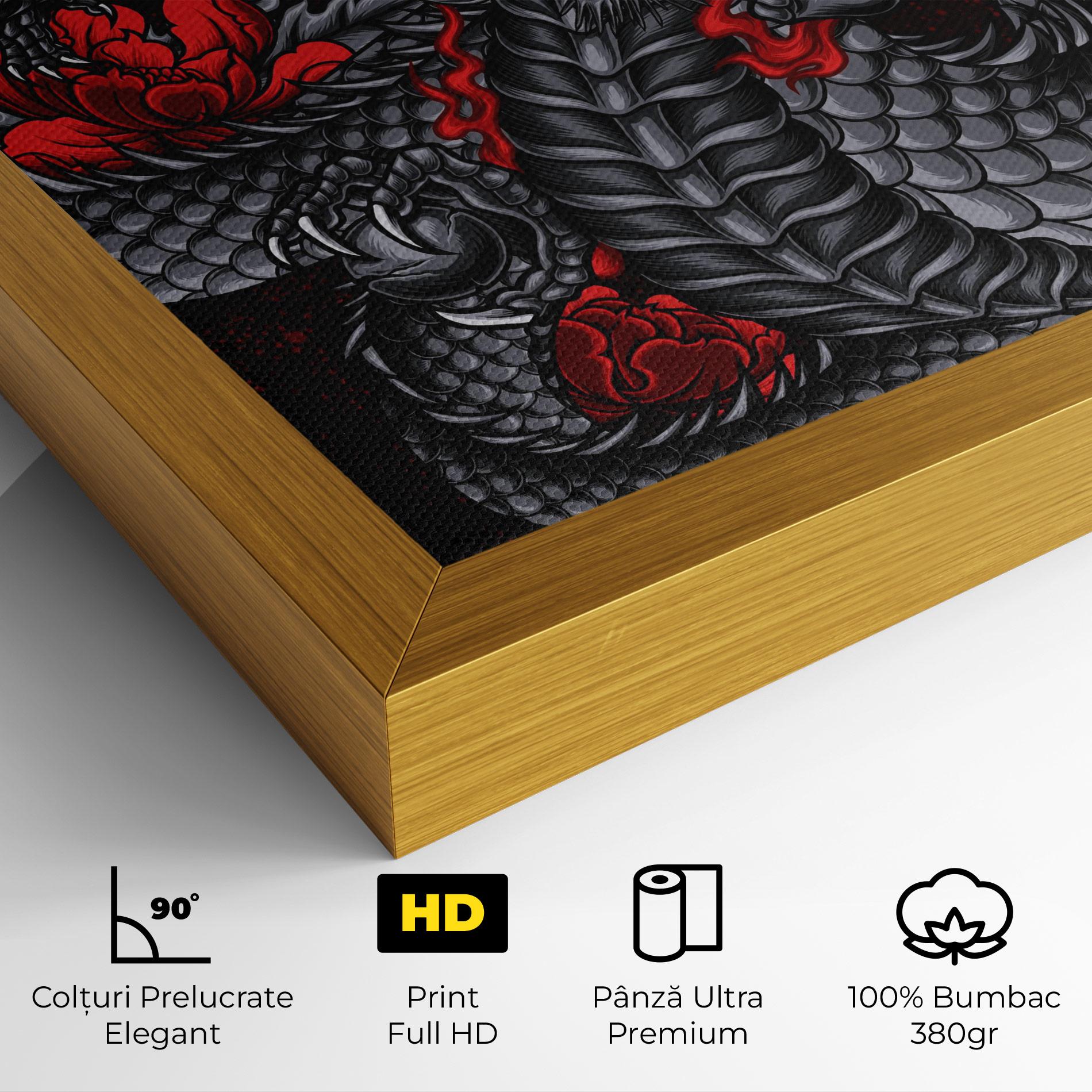 Tablou Canvas Red Flower Dragon mockup 4