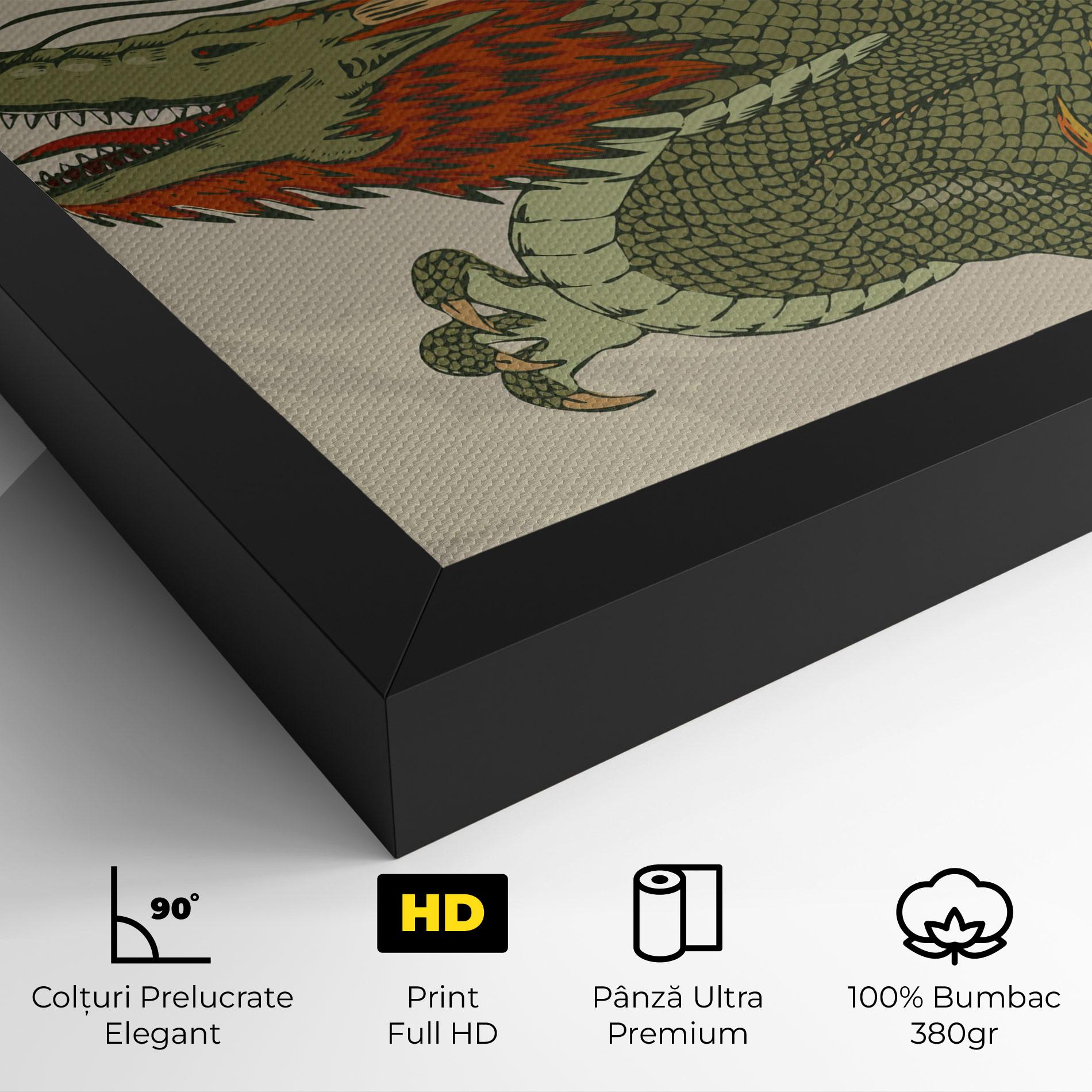 Tablou Canvas Chinese Dragon Green mockup 4
