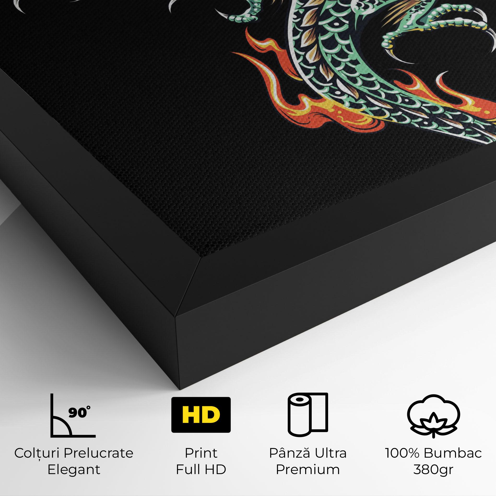 Tablou Canvas Green Fire Dragon mockup 4
