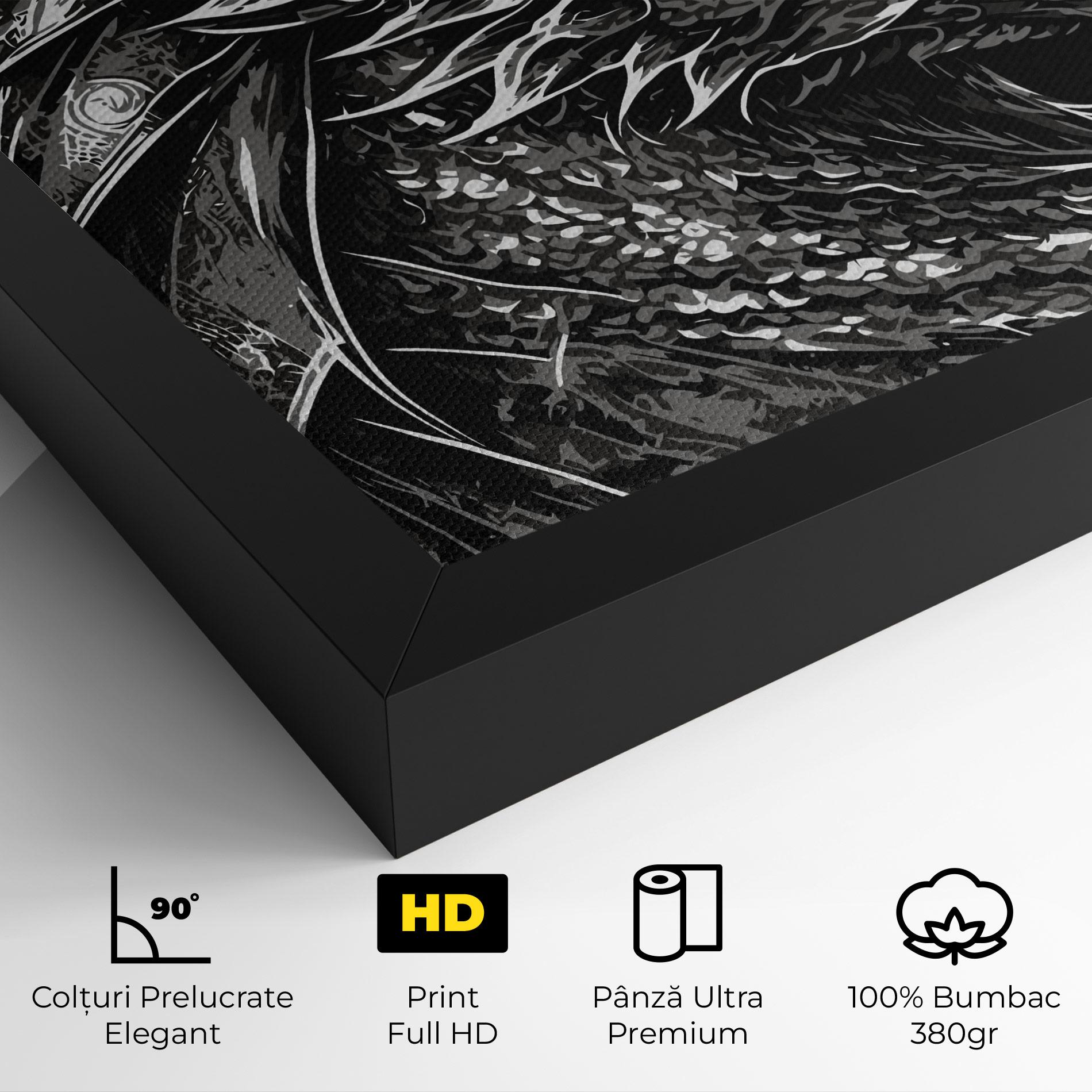 Tablou Canvas Grey White Dragon mockup 4