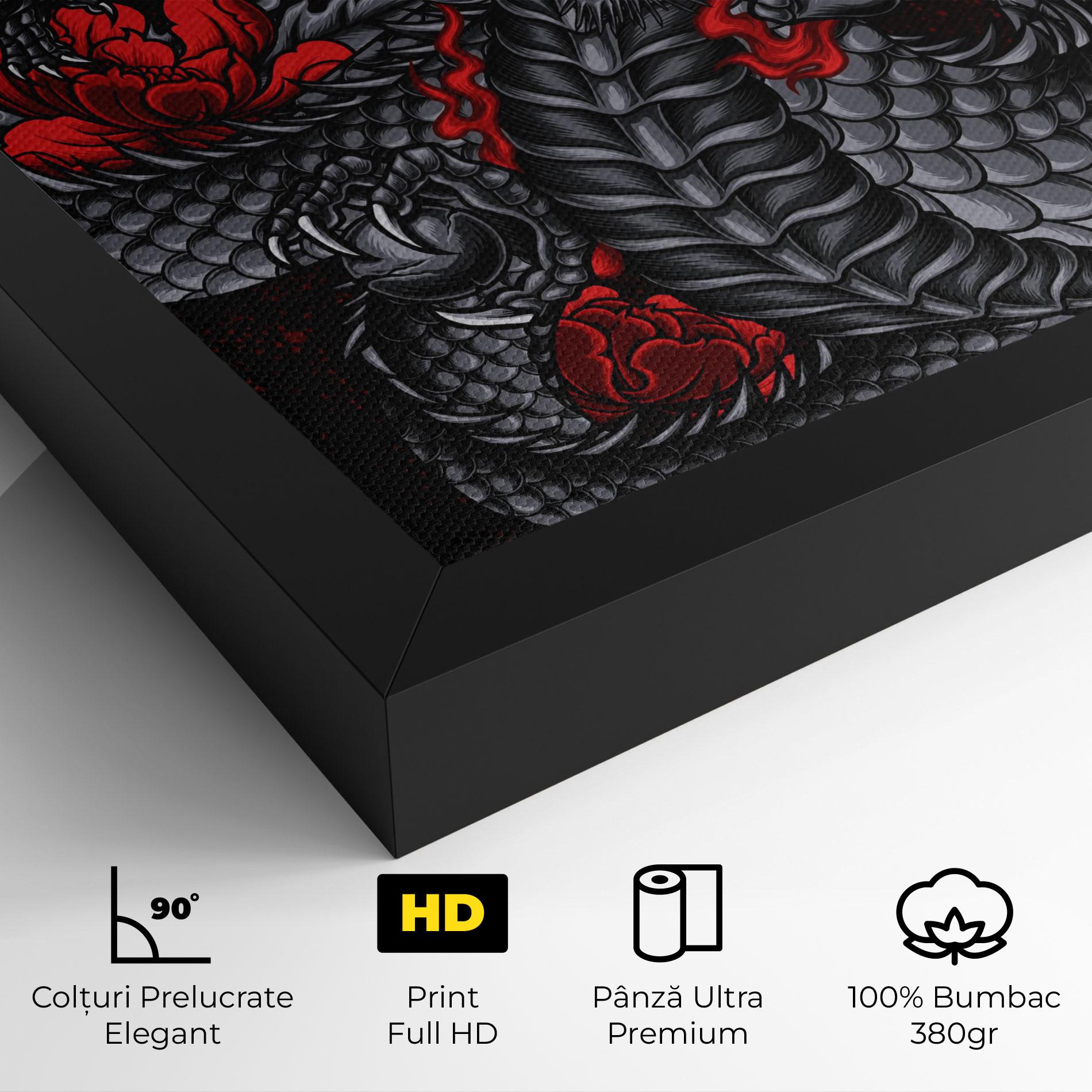 Tablou Canvas Red Flower Dragon mockup 4