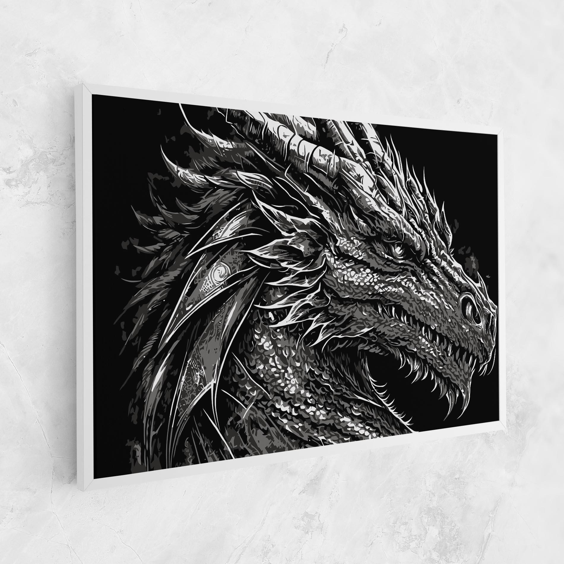 Tablou Canvas Grey White Dragon mockup 1