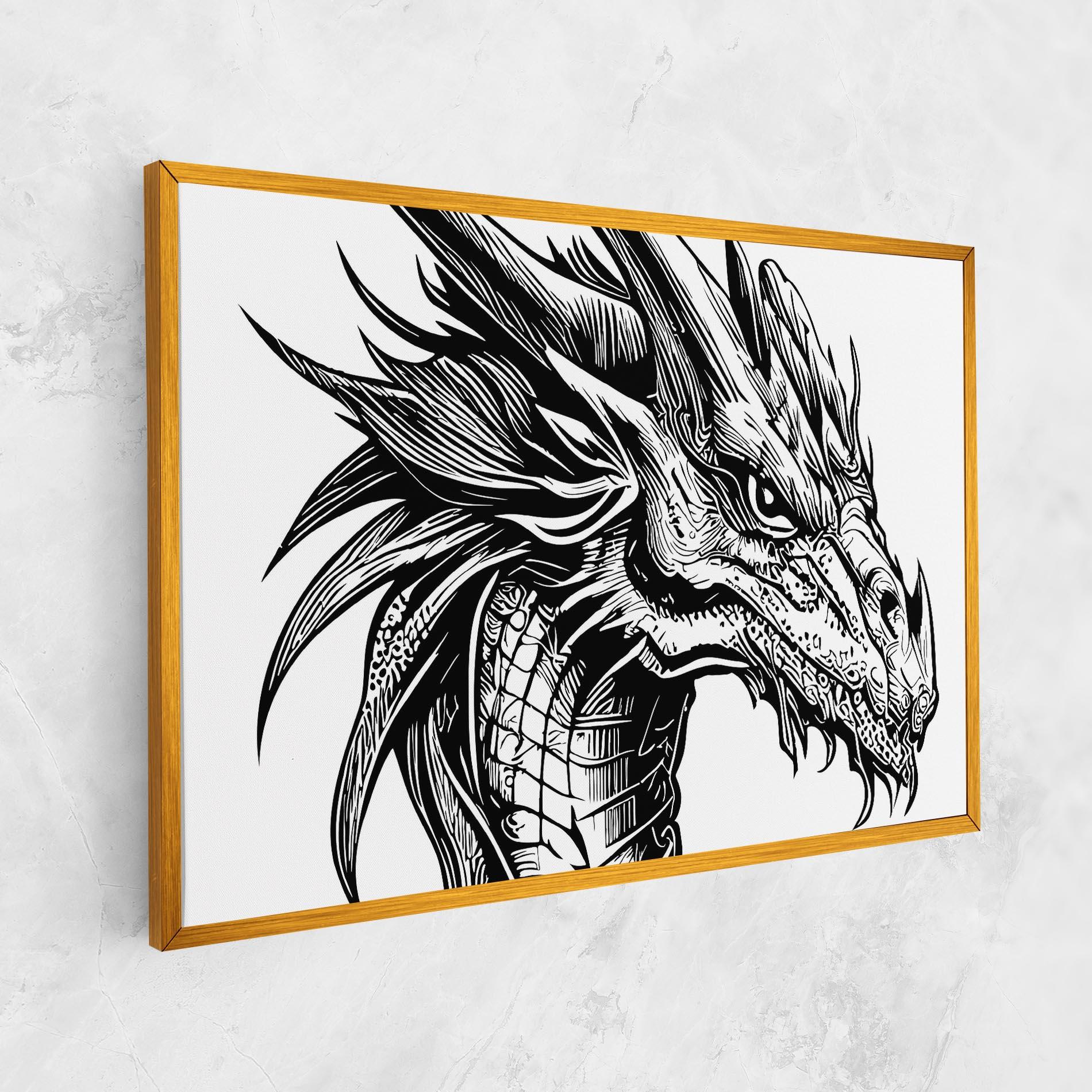 Tablou Canvas Black Line Dragon mockup 1