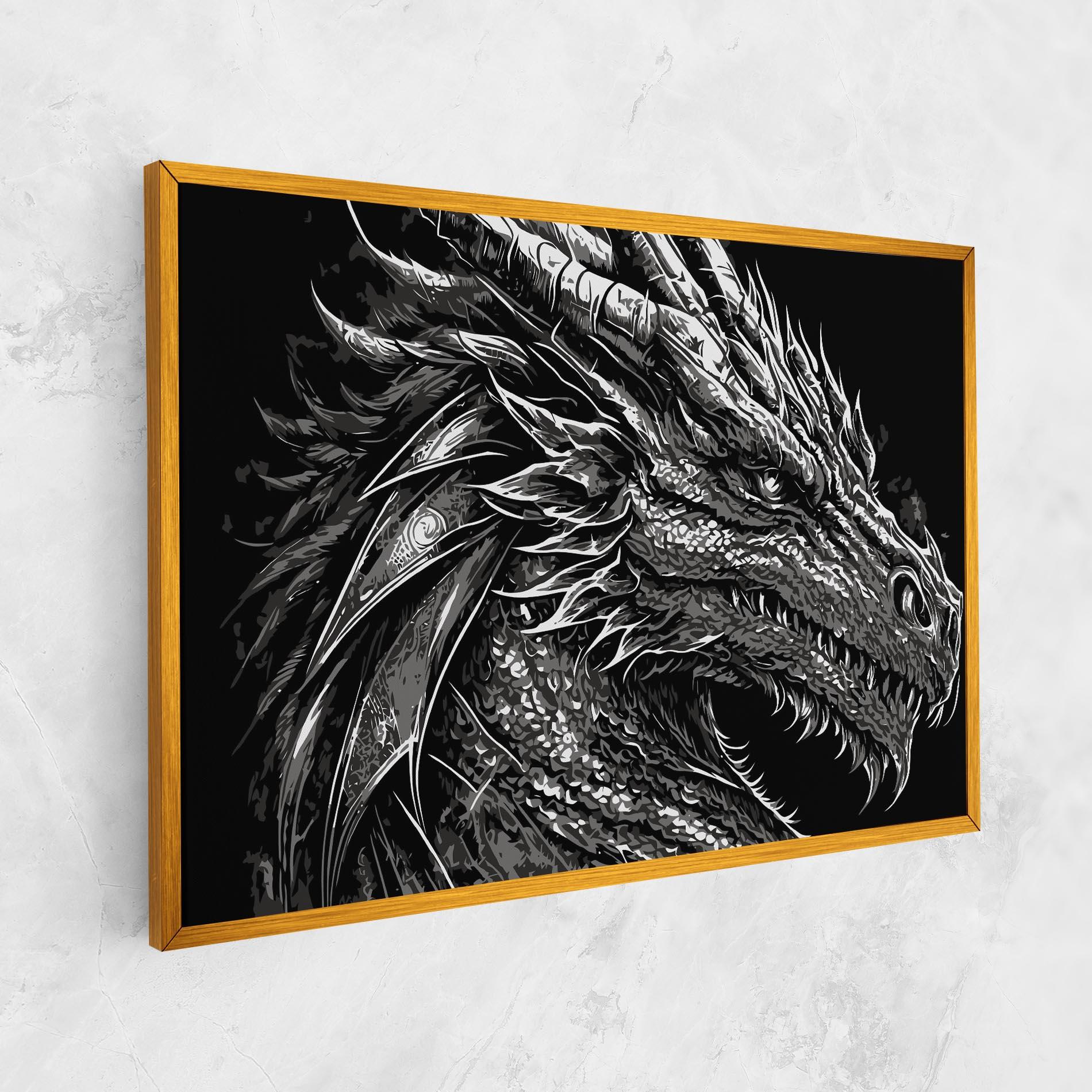 Tablou Canvas Grey White Dragon mockup 1