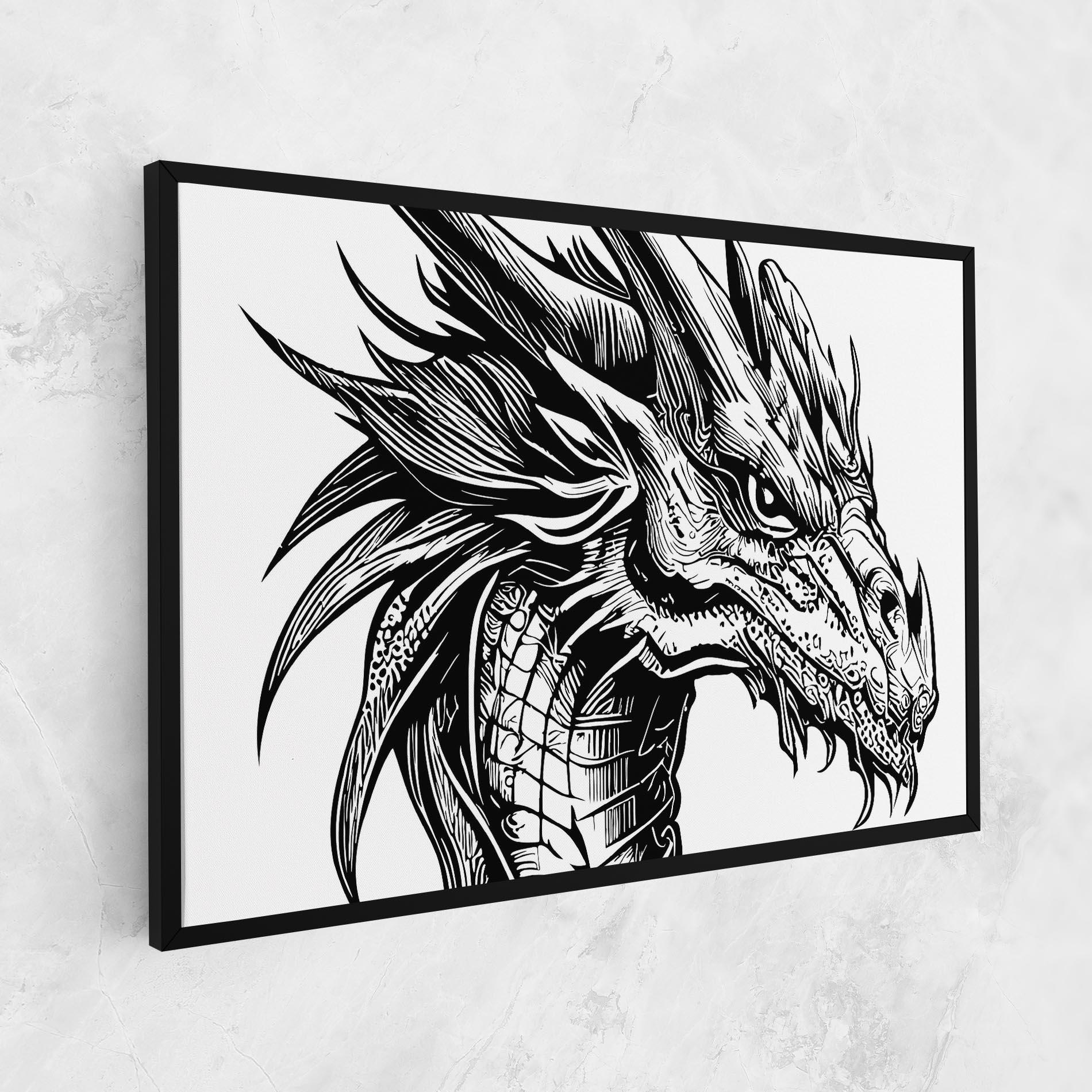 Tablou Canvas Black Line Dragon mockup 1