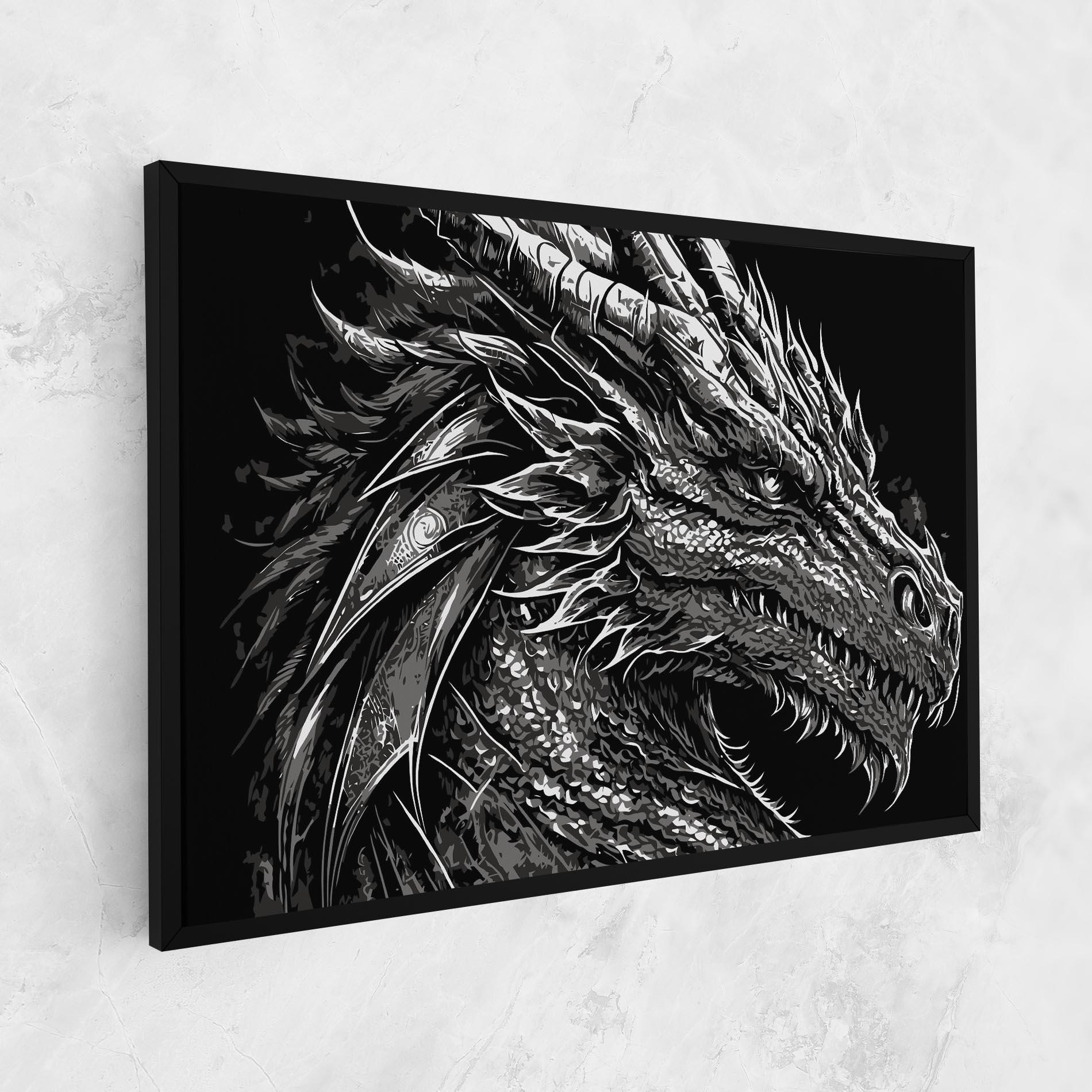 Tablou Canvas Grey White Dragon mockup 1