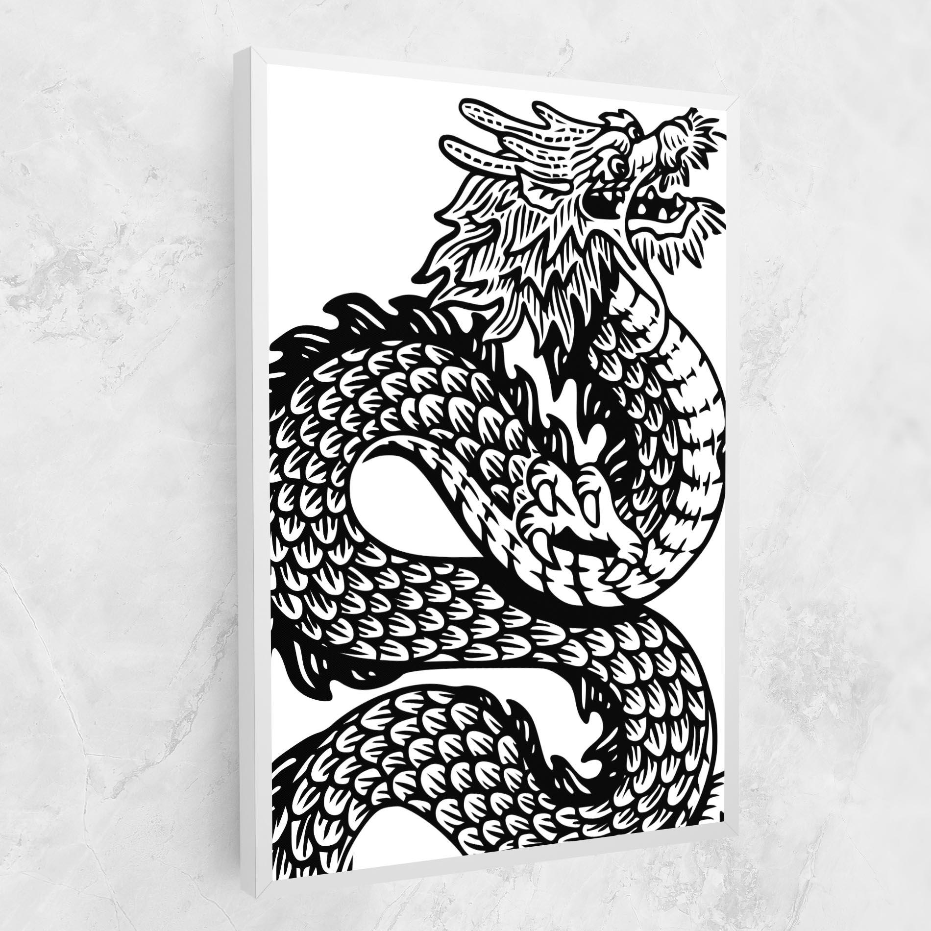 Tablou Canvas Dragon Black Line mockup 1
