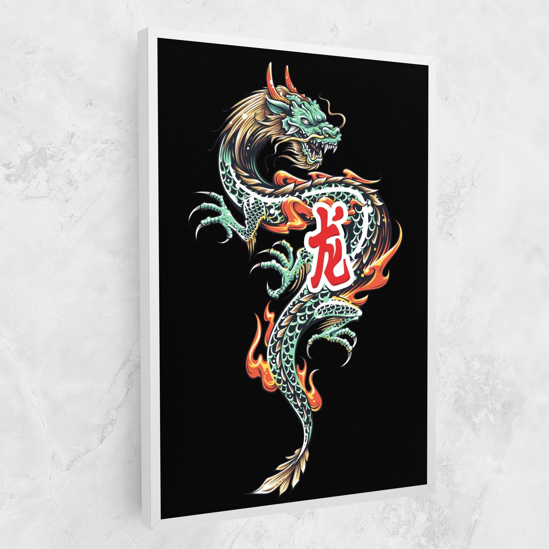 Tablou Canvas Green Fire Dragon mockup 1