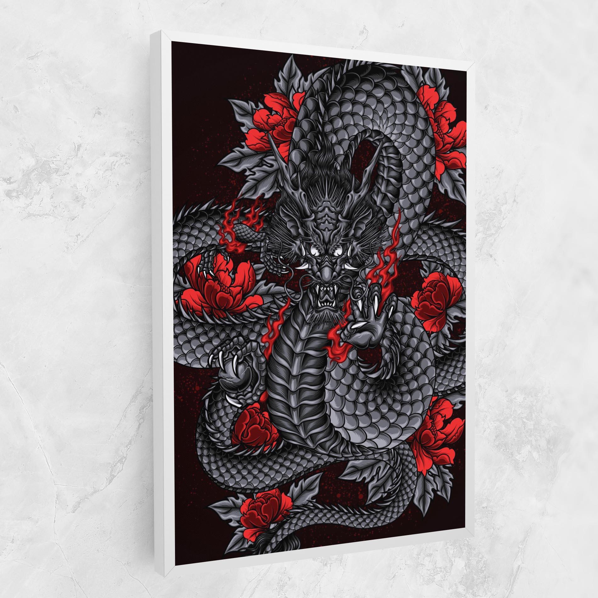 Tablou Canvas Red Flower Dragon mockup 1