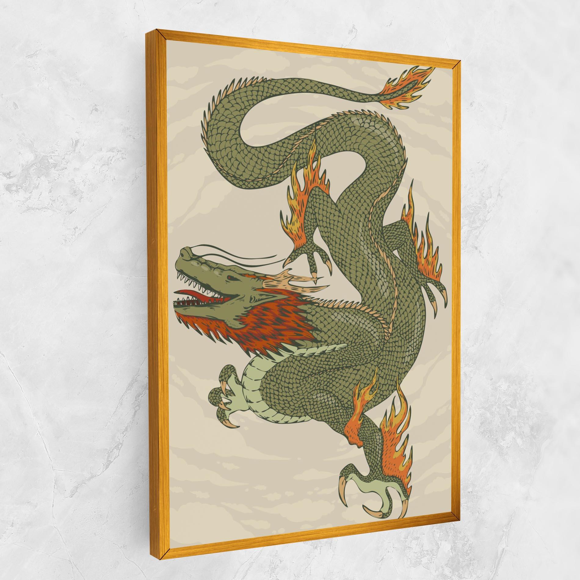 Tablou Canvas Chinese Dragon Green mockup 1