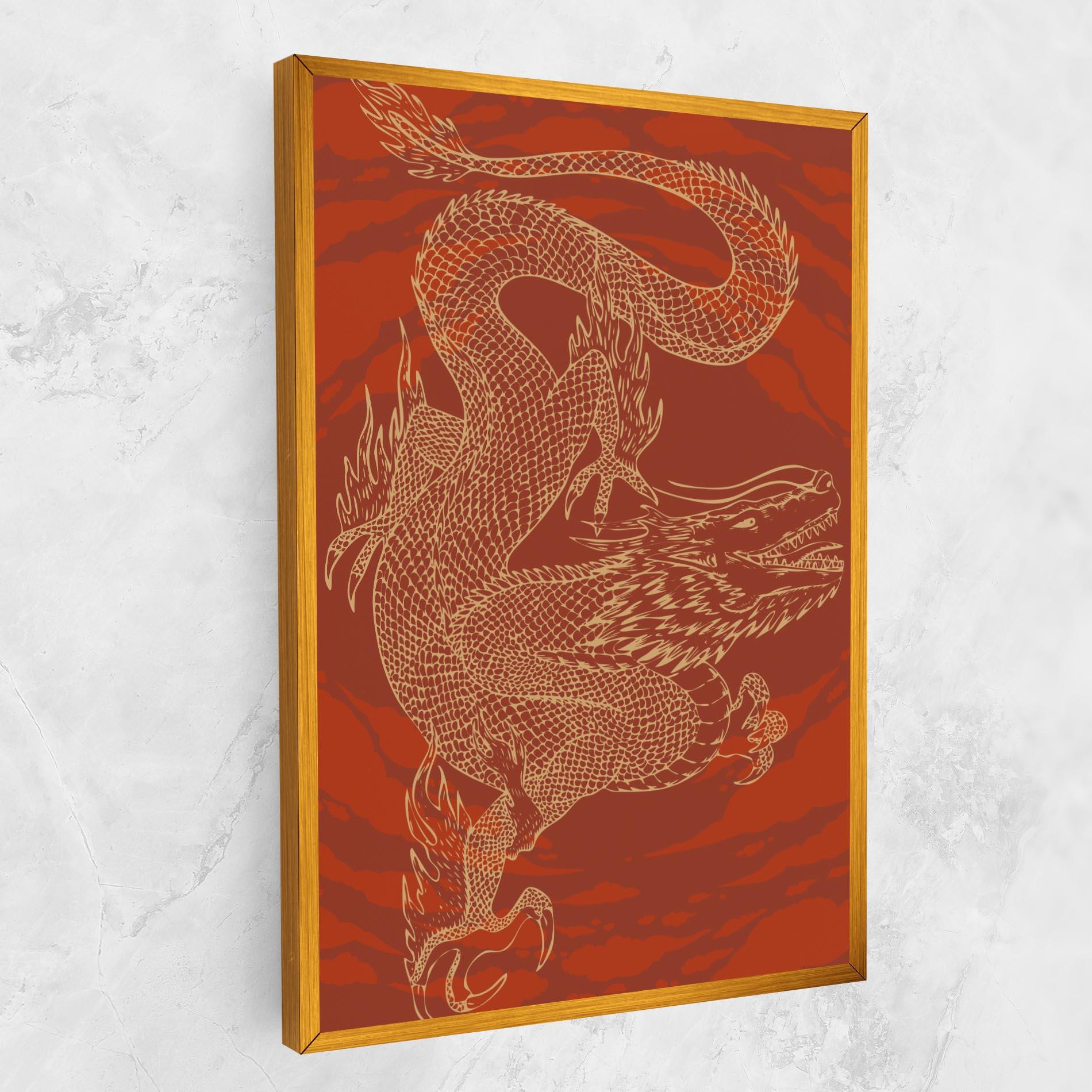 Tablou Canvas Chinese Dragon Red mockup 1