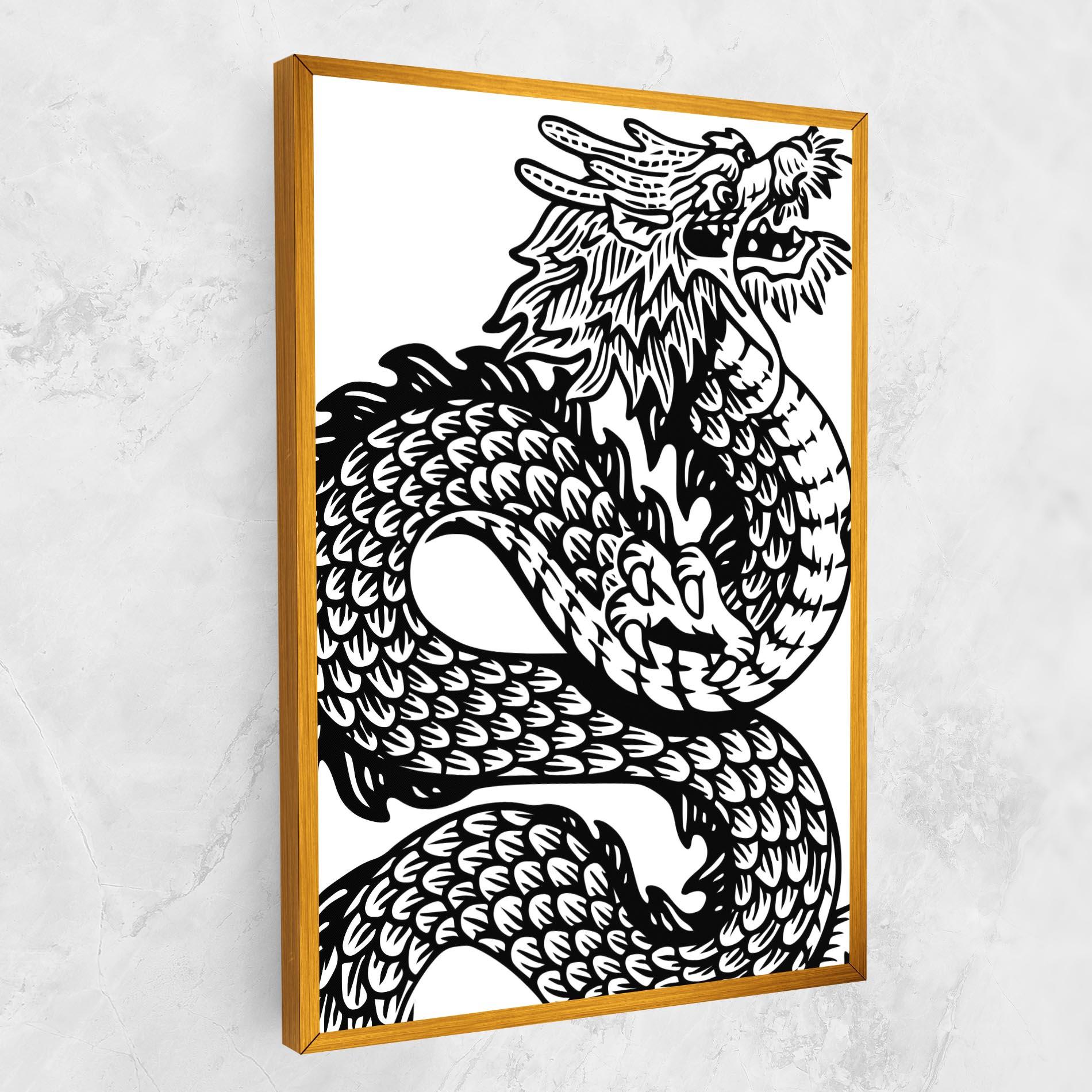 Tablou Canvas Dragon Black Line mockup 1