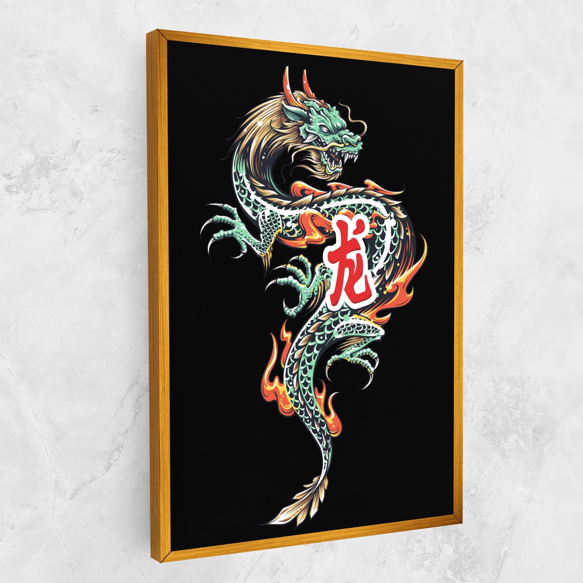 Tablou Canvas Green Fire Dragon mockup 1