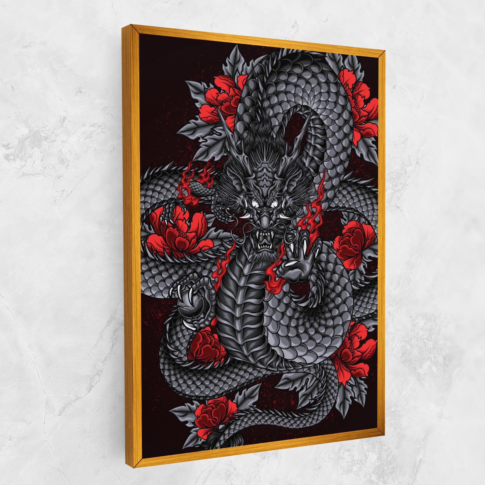 Tablou Canvas Red Flower Dragon mockup 1