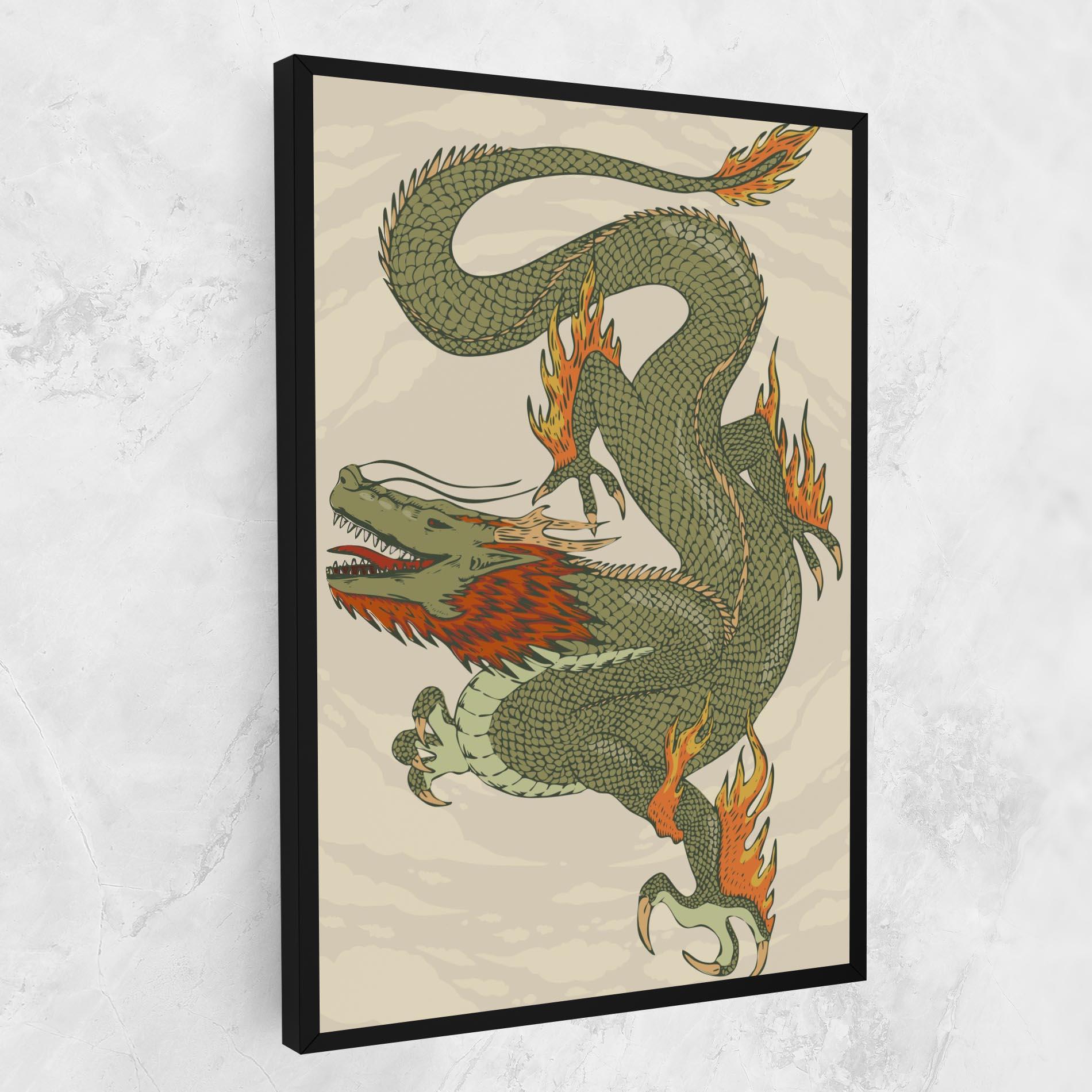 Tablou Canvas Chinese Dragon Green mockup 1