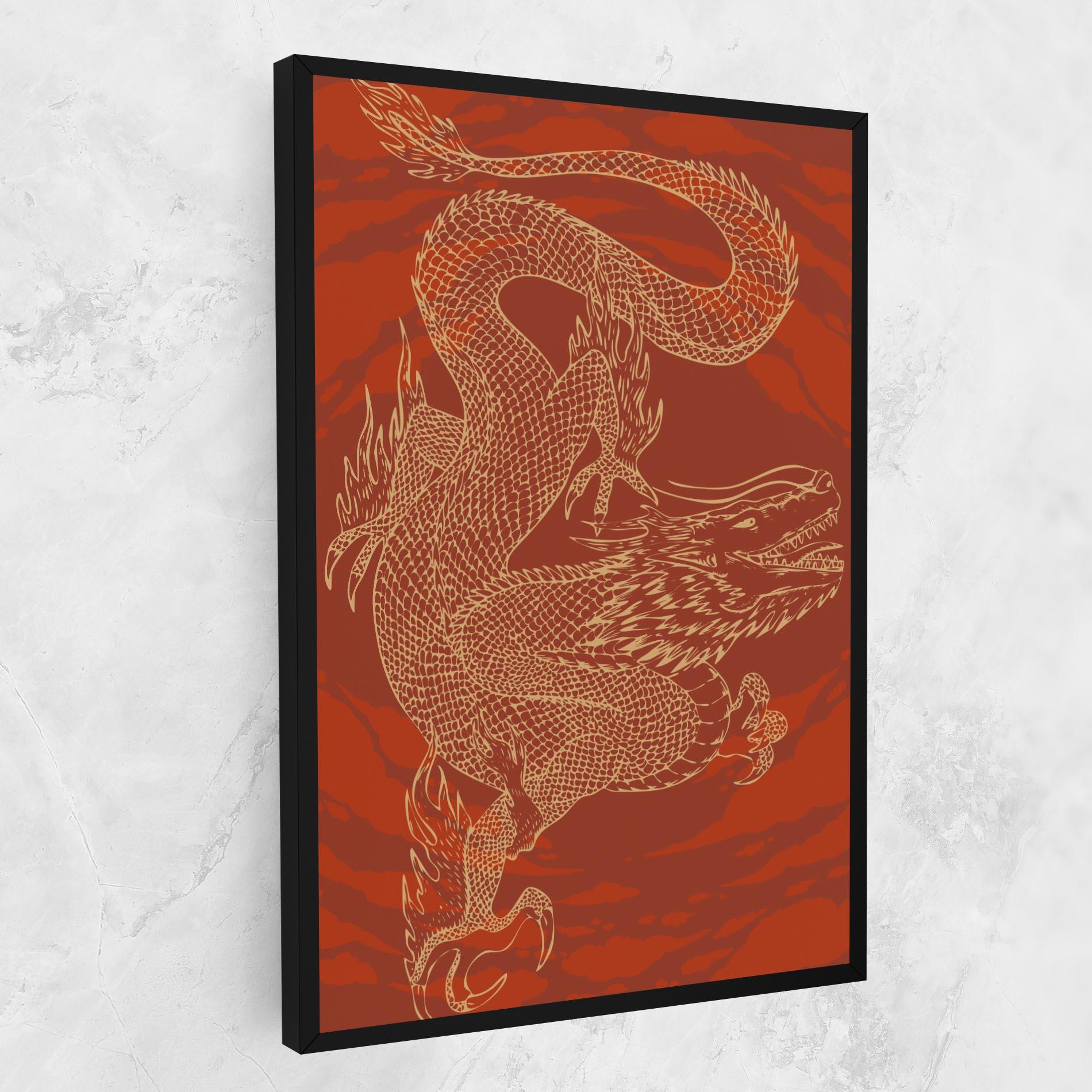 Tablou Canvas Chinese Dragon Red mockup 1