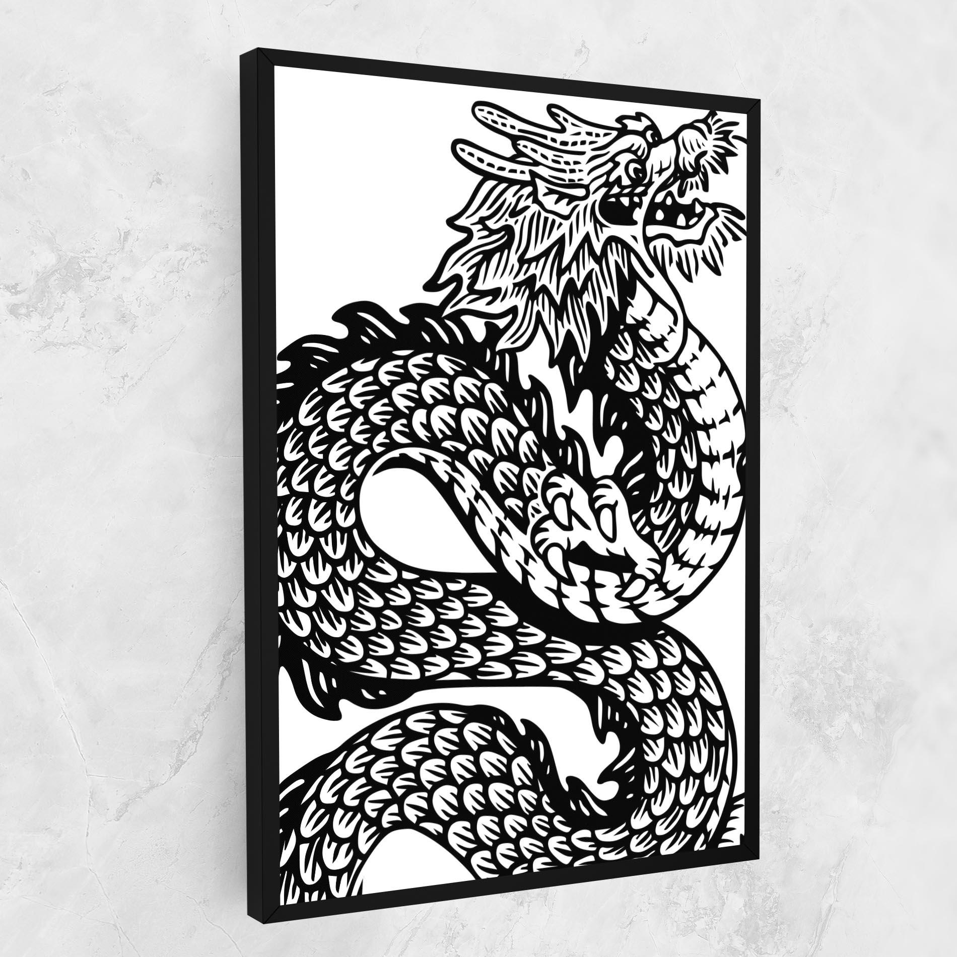 Tablou Canvas Dragon Black Line mockup 1