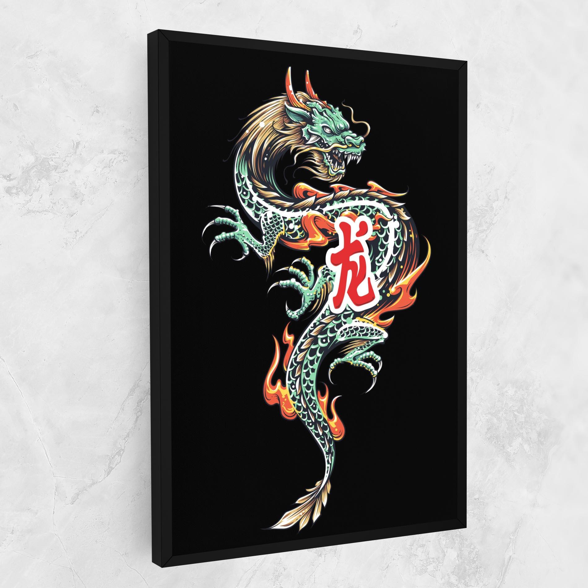 Tablou Canvas Green Fire Dragon mockup 1