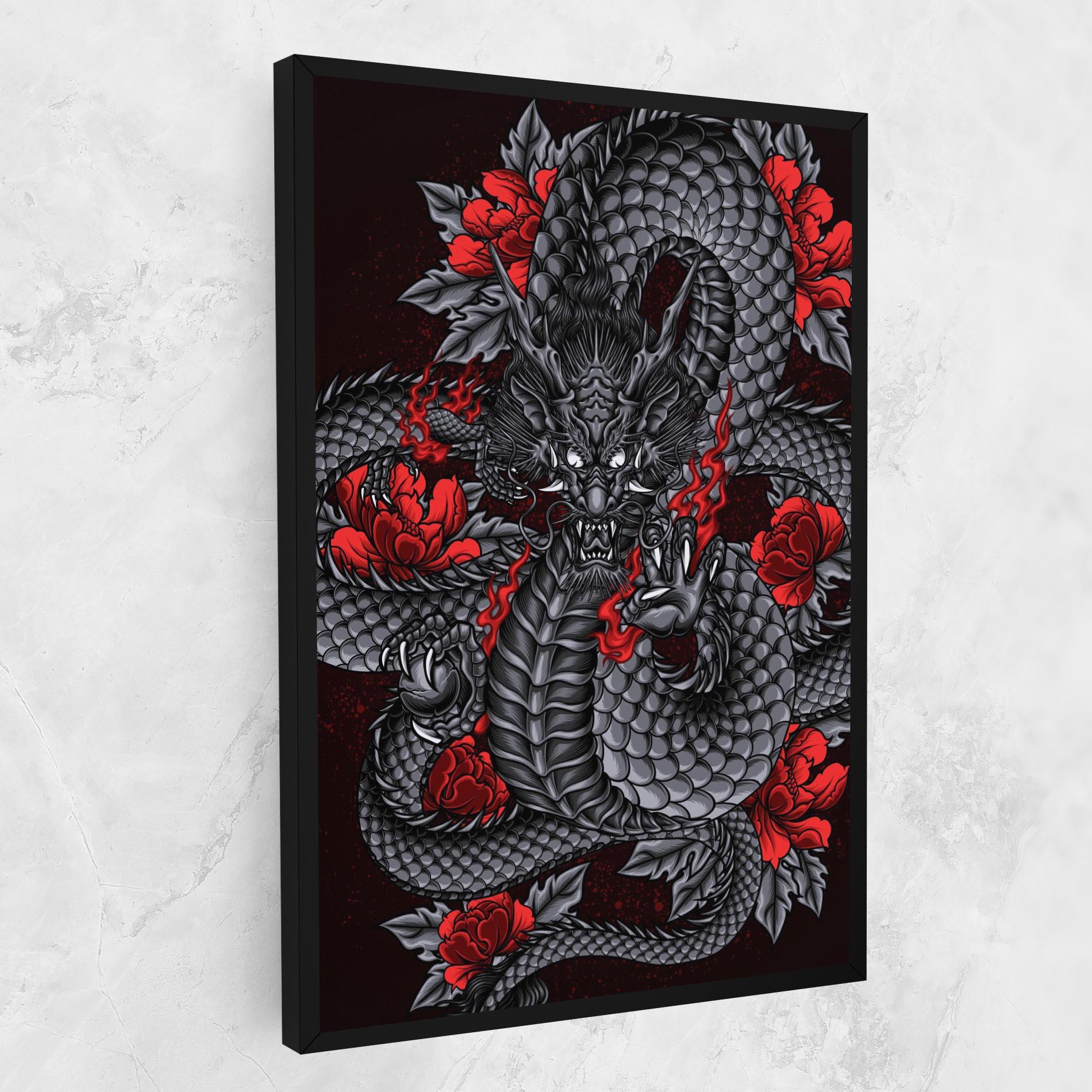 Tablou Canvas Red Flower Dragon mockup 1