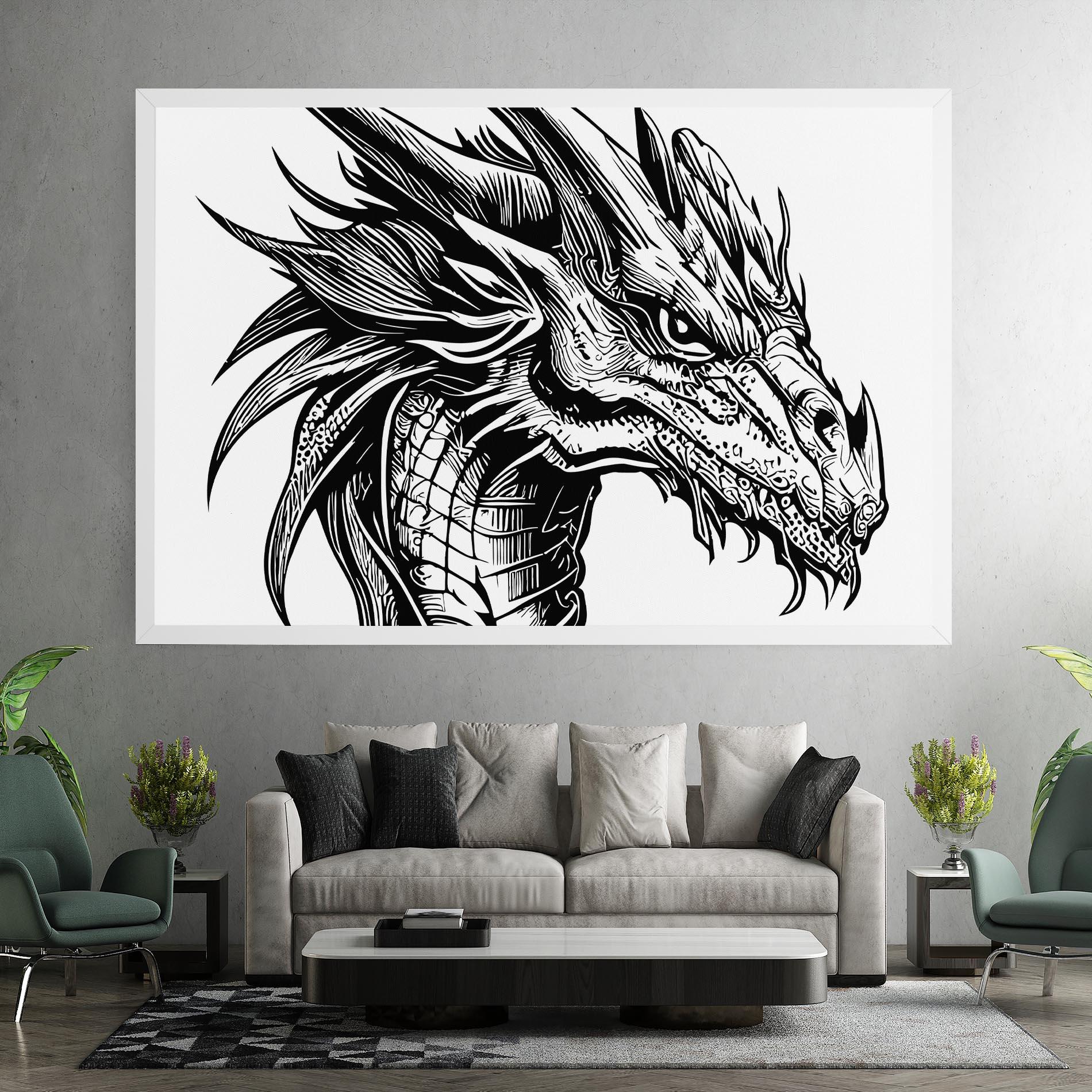 Tablou Canvas Black Line Dragon mockup 7