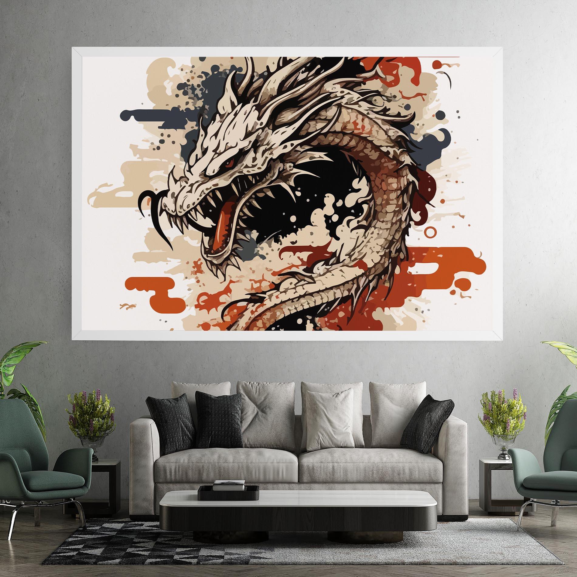 Tablou Canvas Cream Dragon Art mockup 7