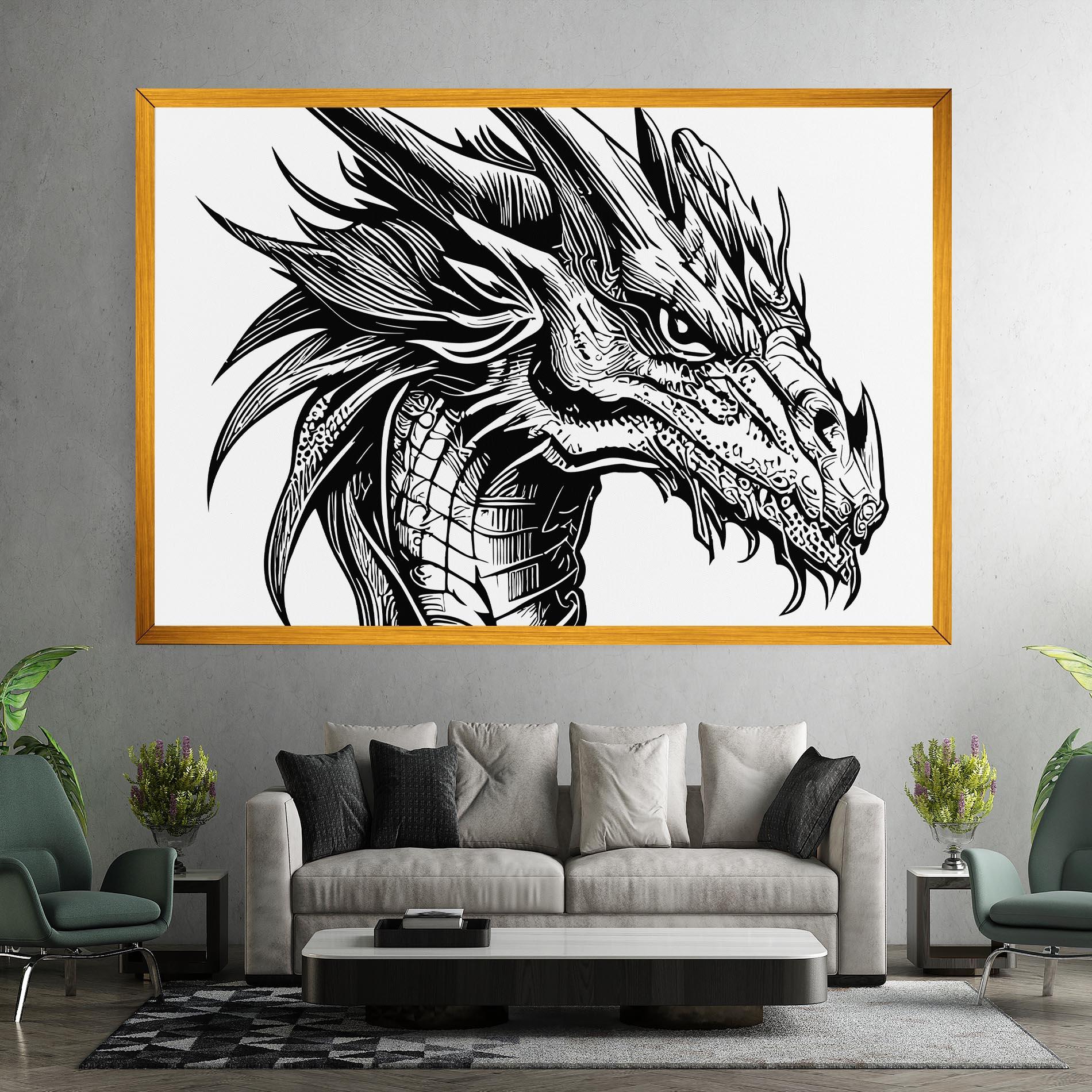Tablou Canvas Black Line Dragon mockup 7