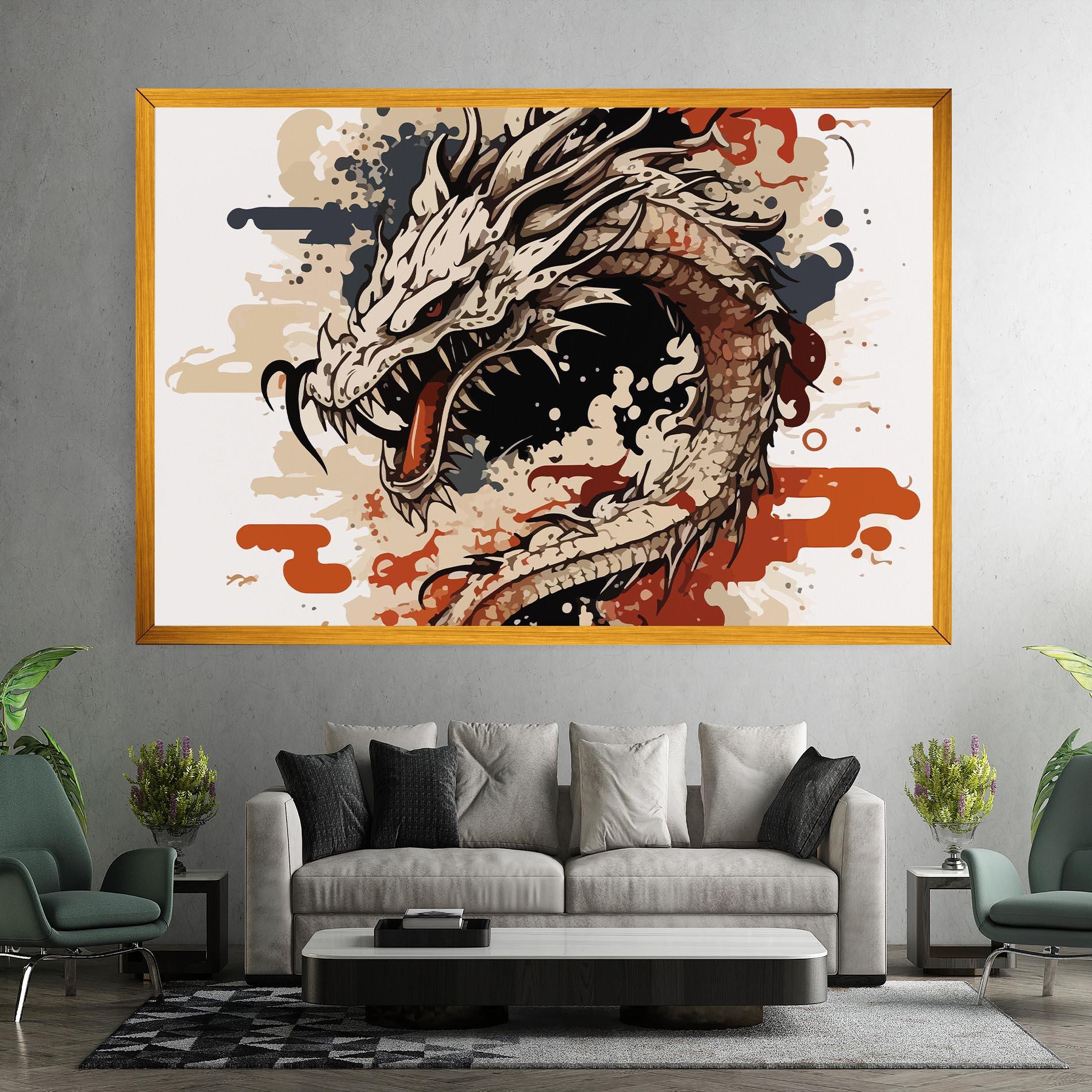 Tablou Canvas Cream Dragon Art mockup 7